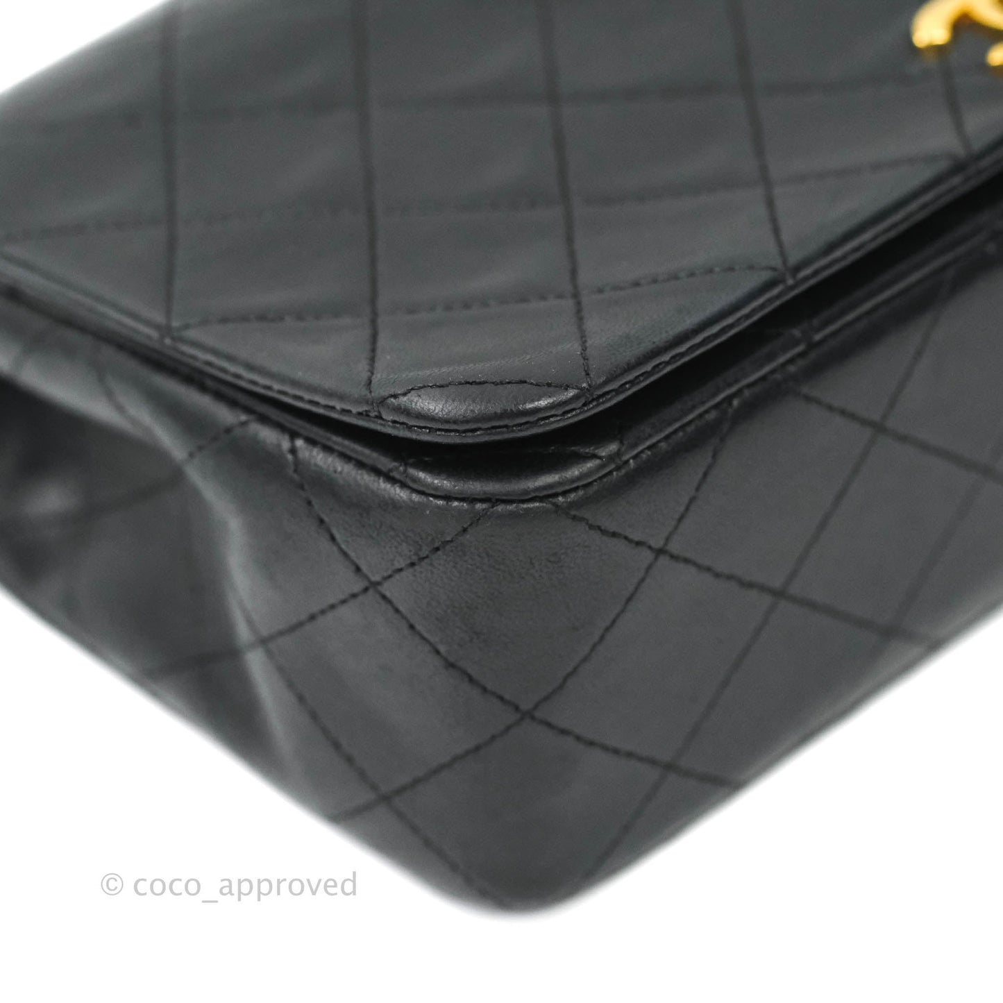 Chanel Vintage Small Single Full Flap Bag Black Lambskin 24K Gold Hardware