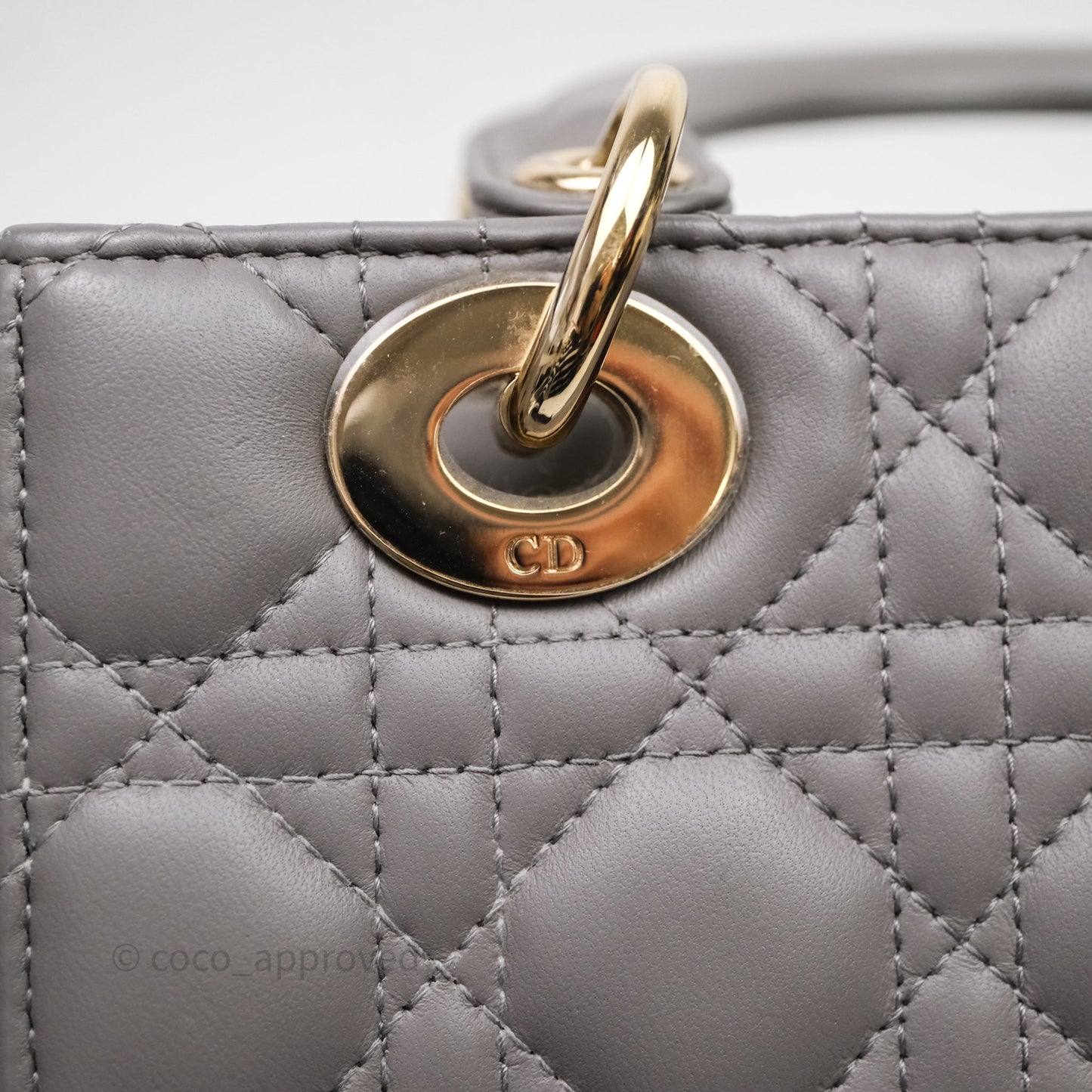 Christian Dior Small Lady Dior Grey Lambskin Gold Hardware