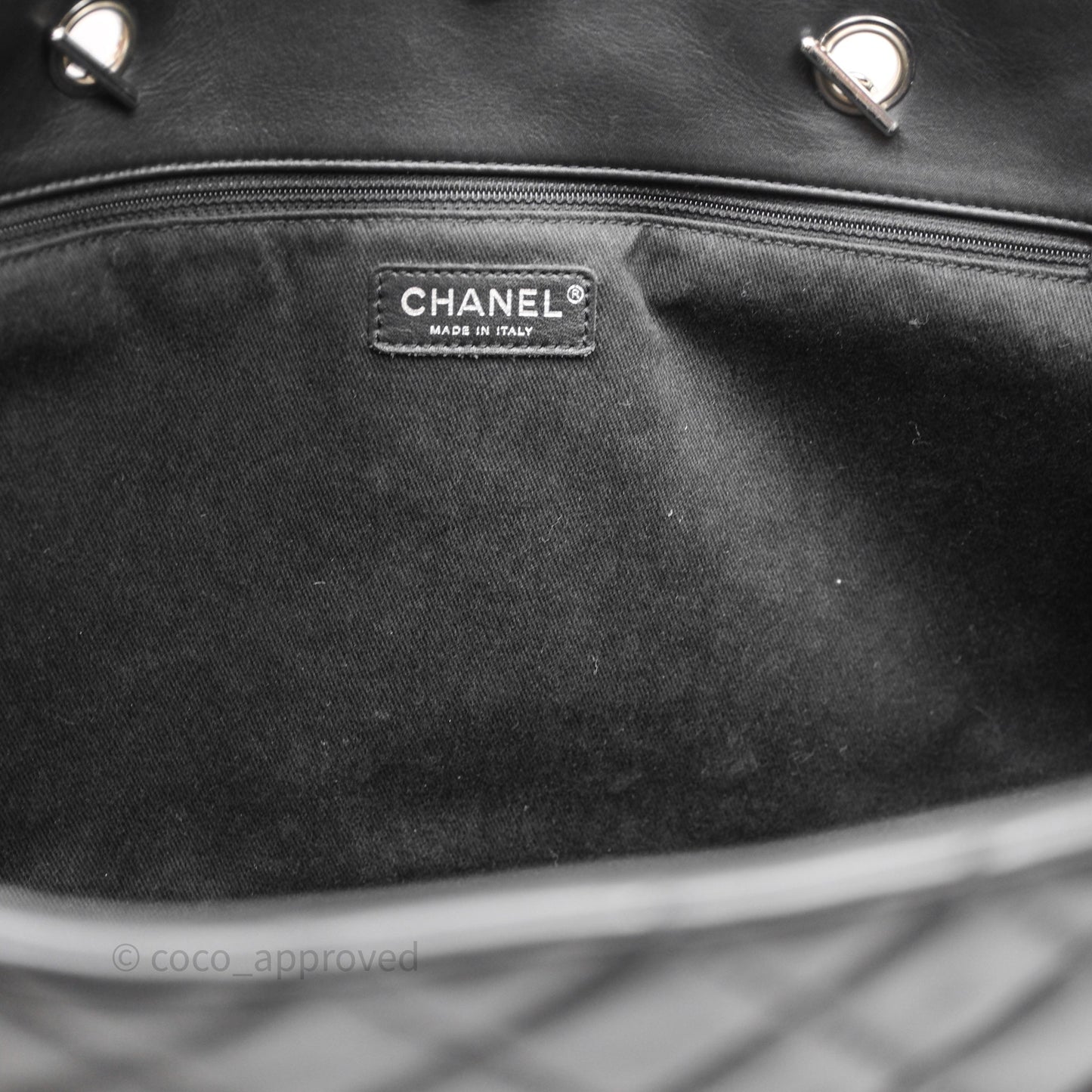 Chanel In The Business Tote Bag Black Calfskin Silver Hardware