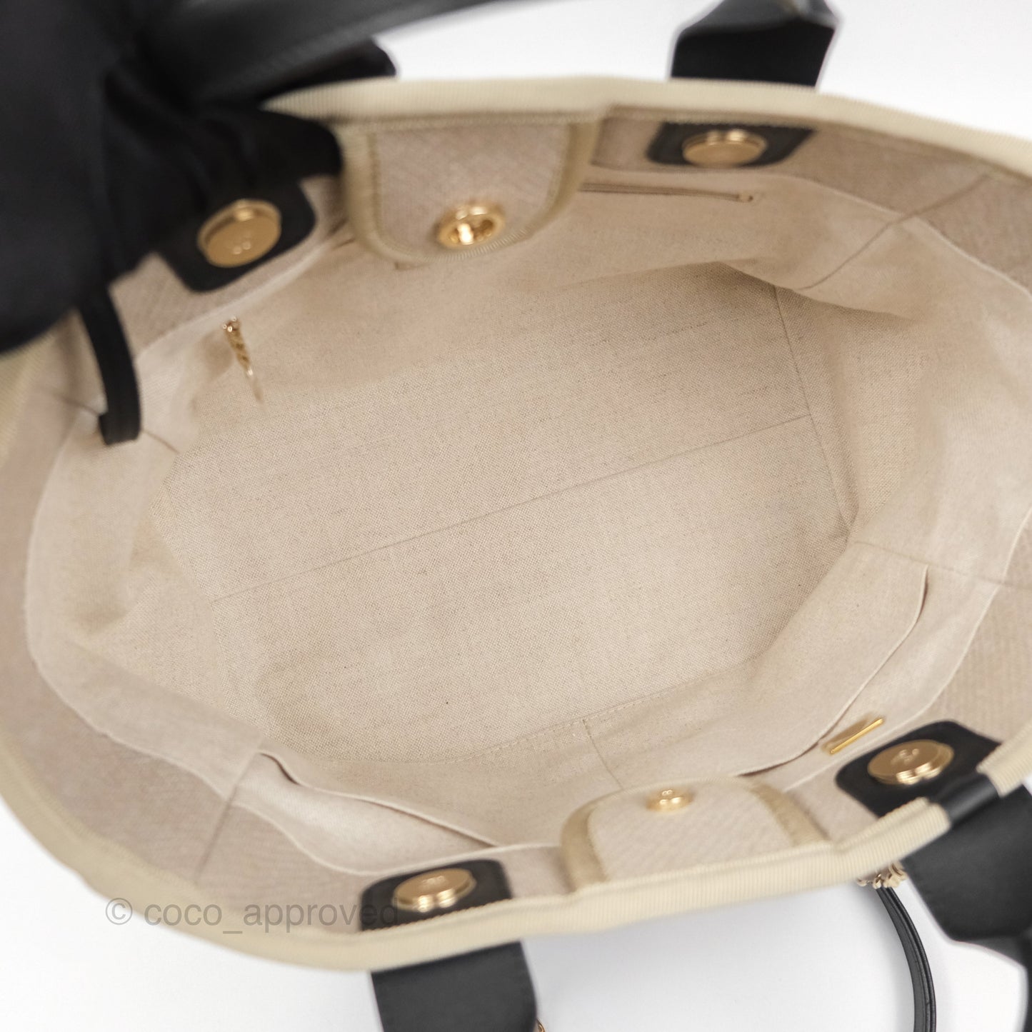 Chanel New Small Deauville Black/Taupe Canvas