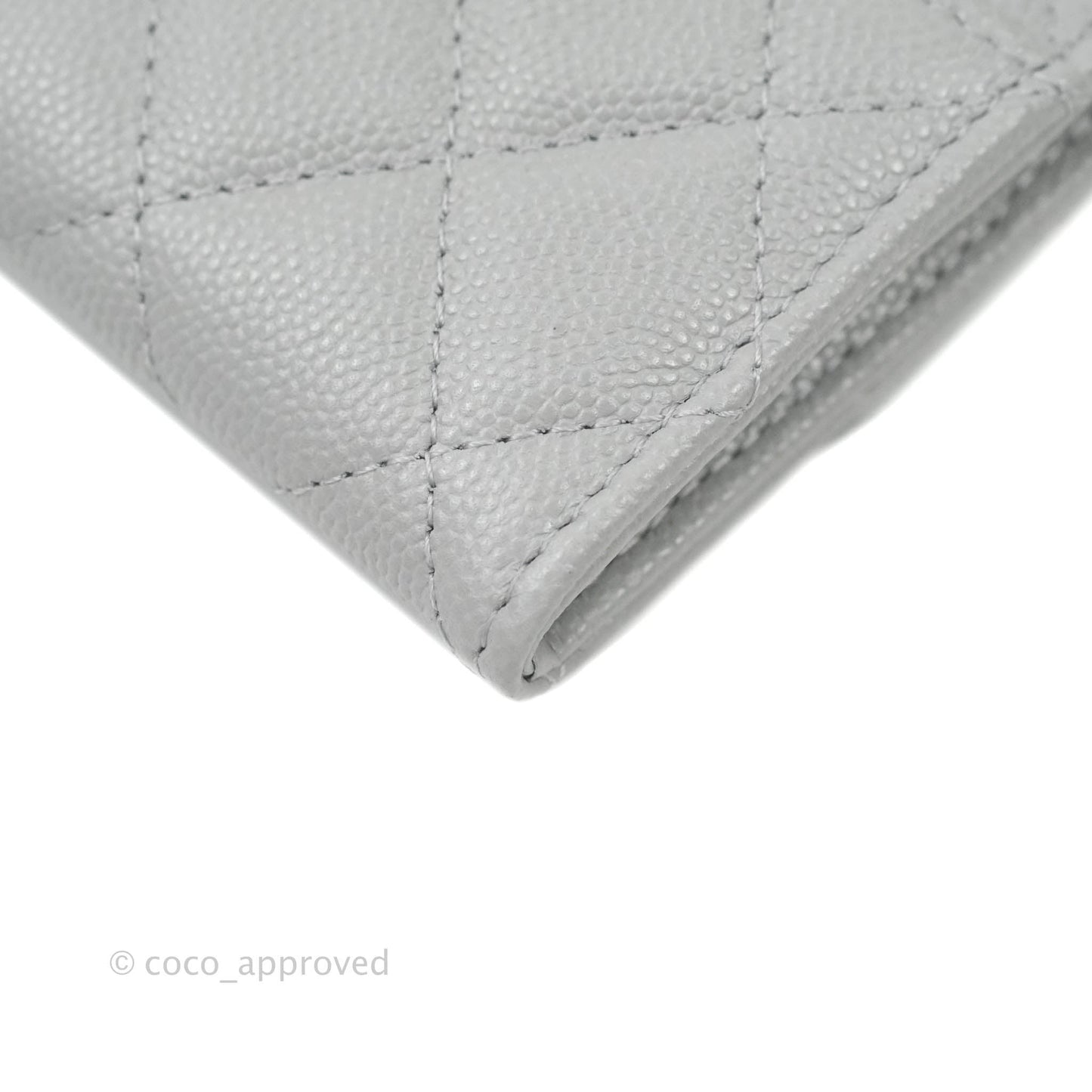 Chanel Caviar Quilted Flap Card Holder Grey Gold Hardware 21A