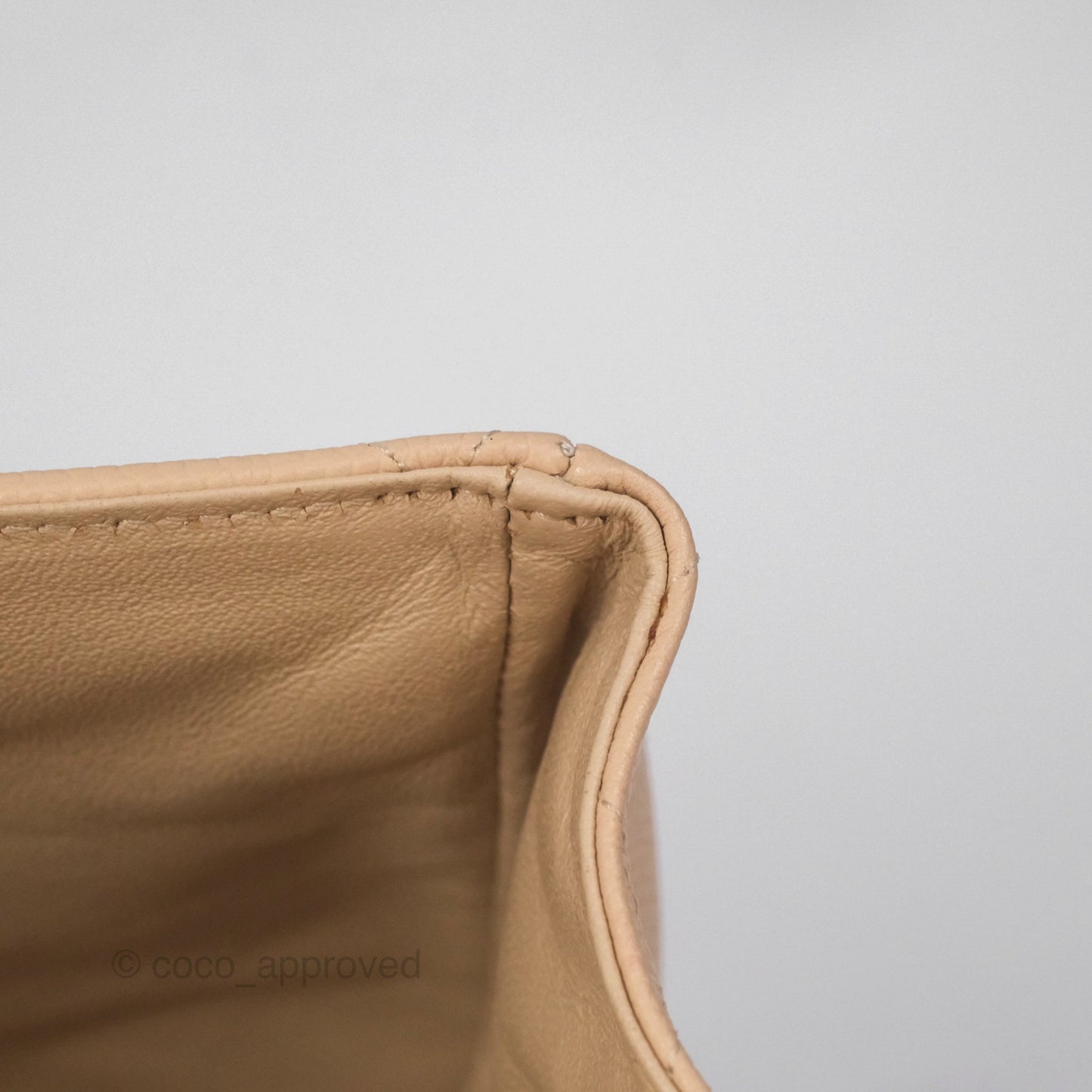 Chanel Jumbo Single Flap Quilted Beige Caviar Gold Hardware