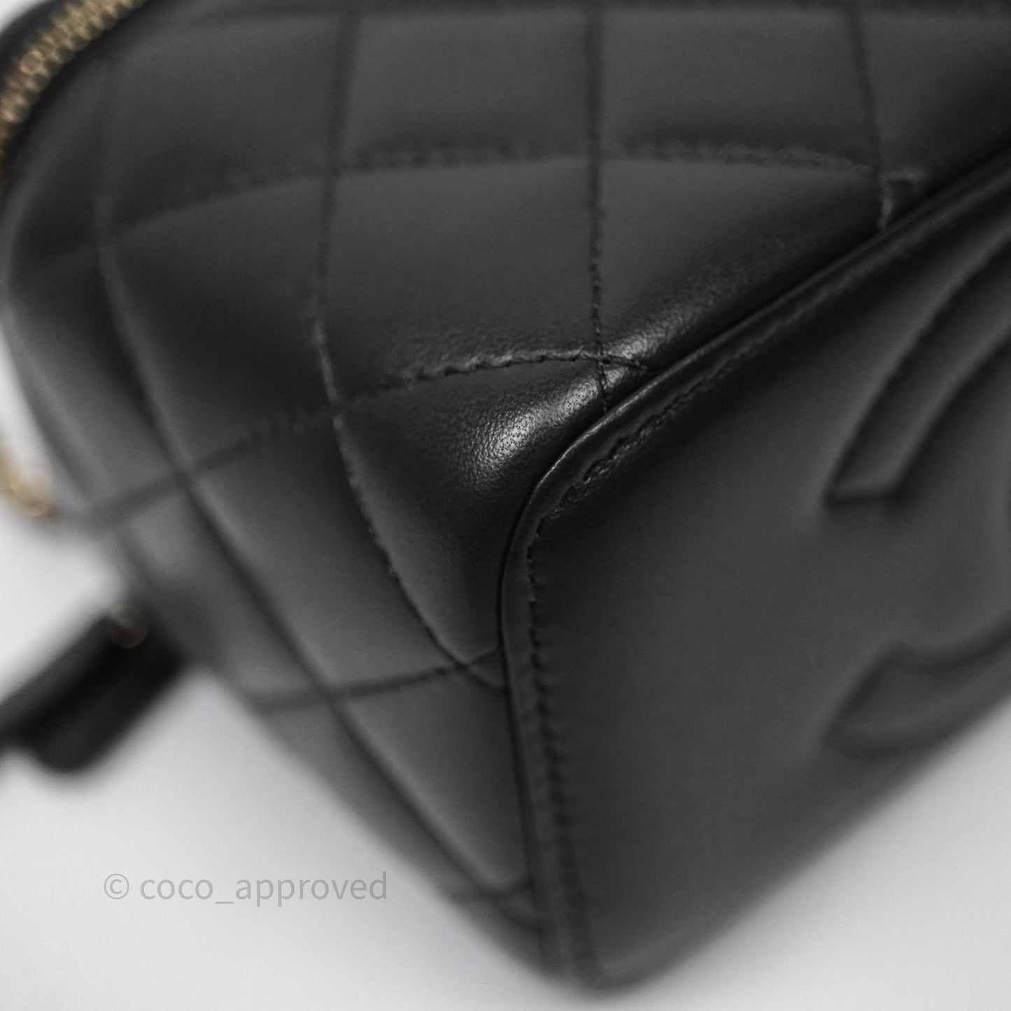 Chanel Trendy CC Vanity Rectangular Top Handle Dark Grey Lambskin Gold Hardware