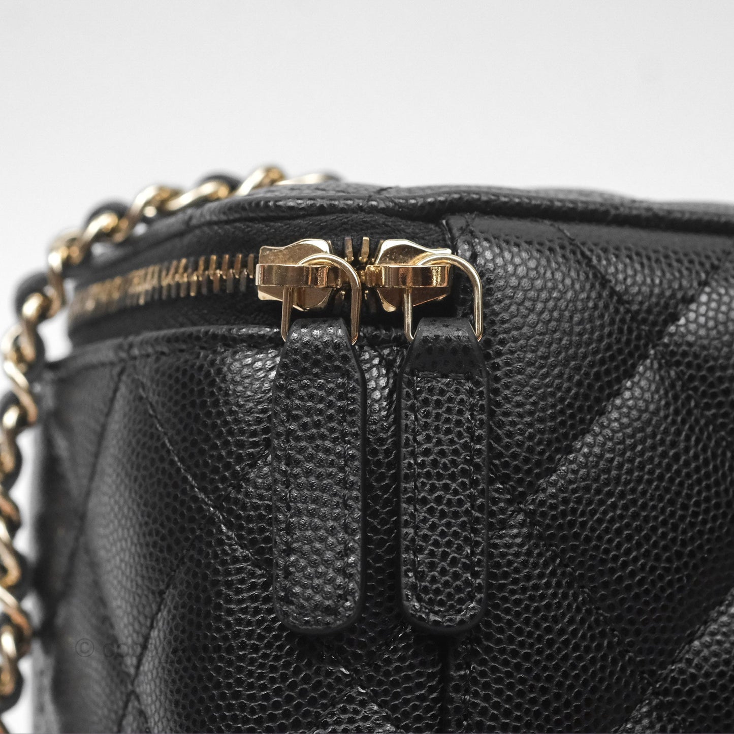 Chanel Vanity Rectangular With Chain Black Caviar Gold Hardware