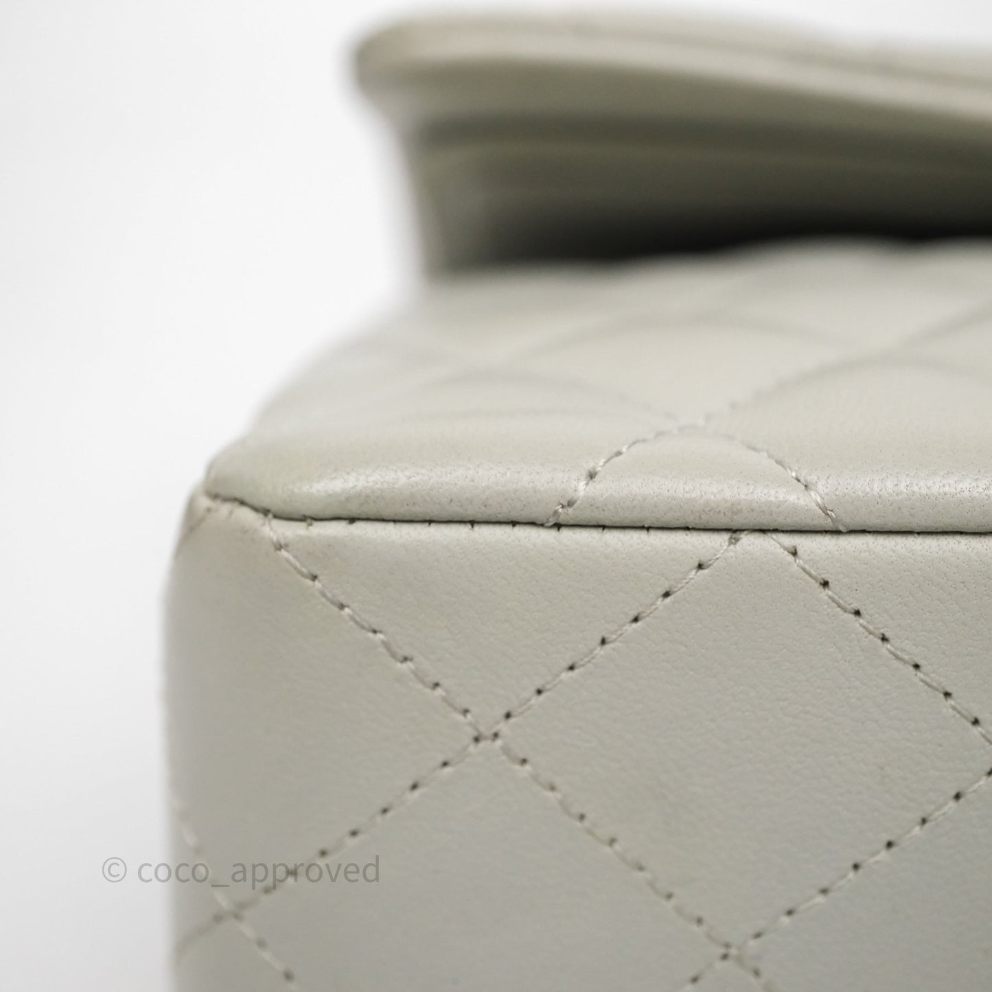 Chanel Small Classic Flap Quilted Grey Lambskin Gold Hardware