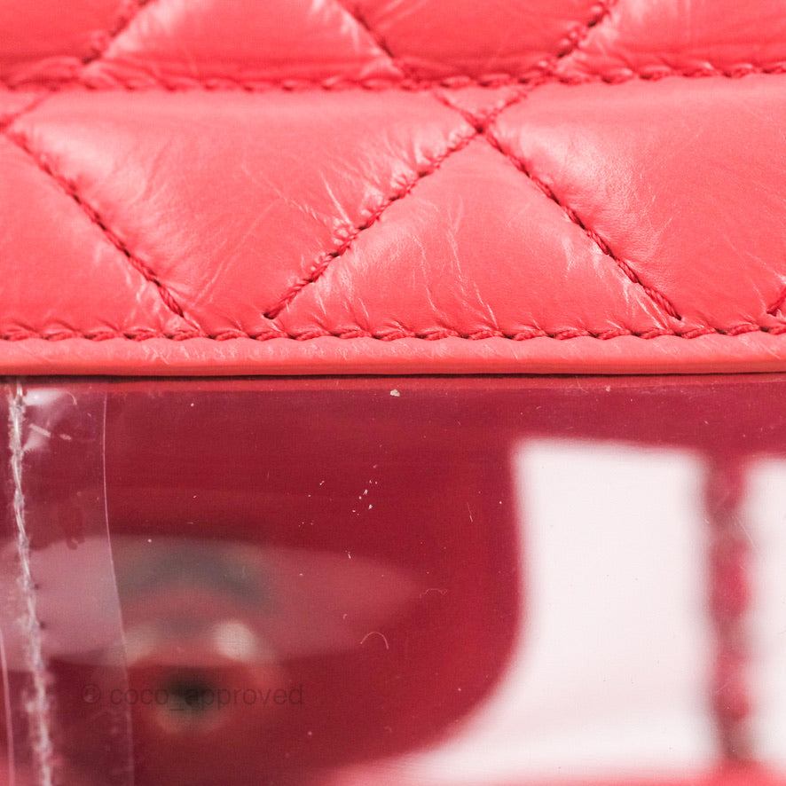 Chanel Aquarium PVC Coral Pink Crumpled Calfskin Silver Hardware