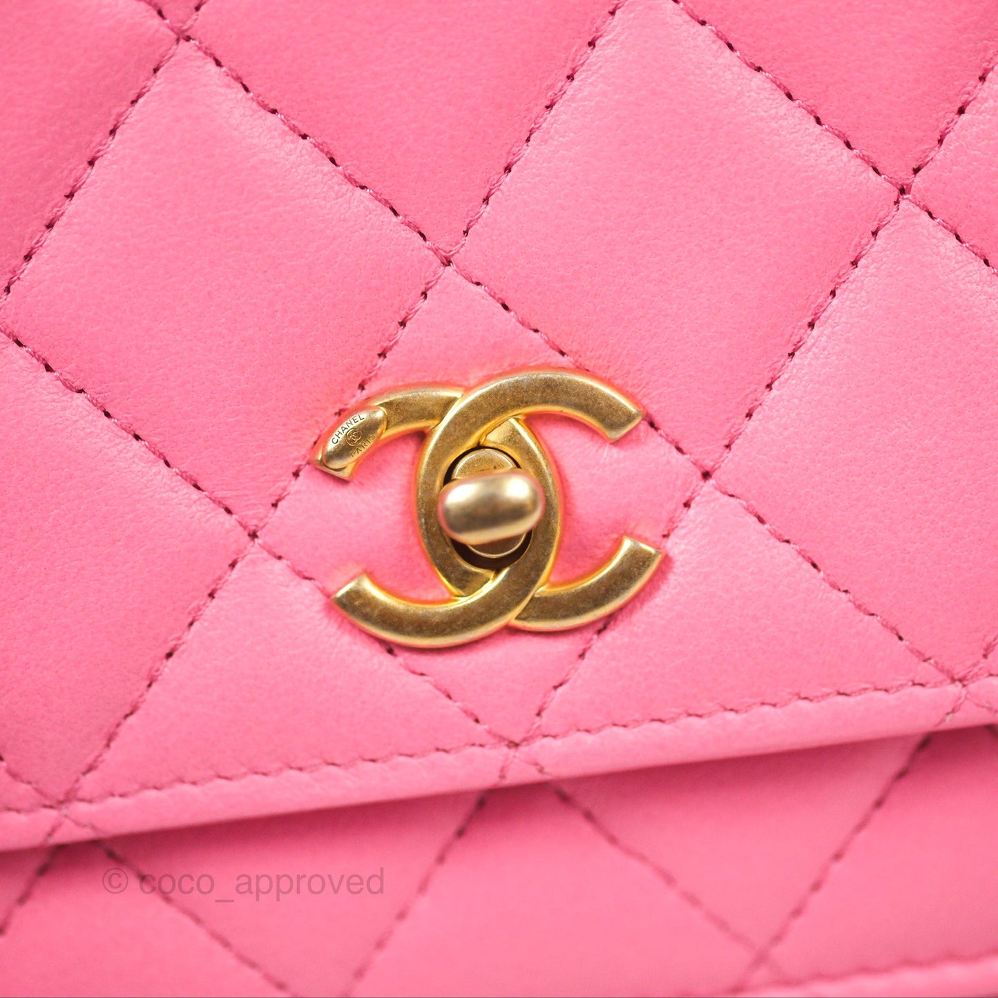 Chanel Quilted Pearl Crush Wallet on Chain WOC Pink Lambskin Aged Gold Hardware