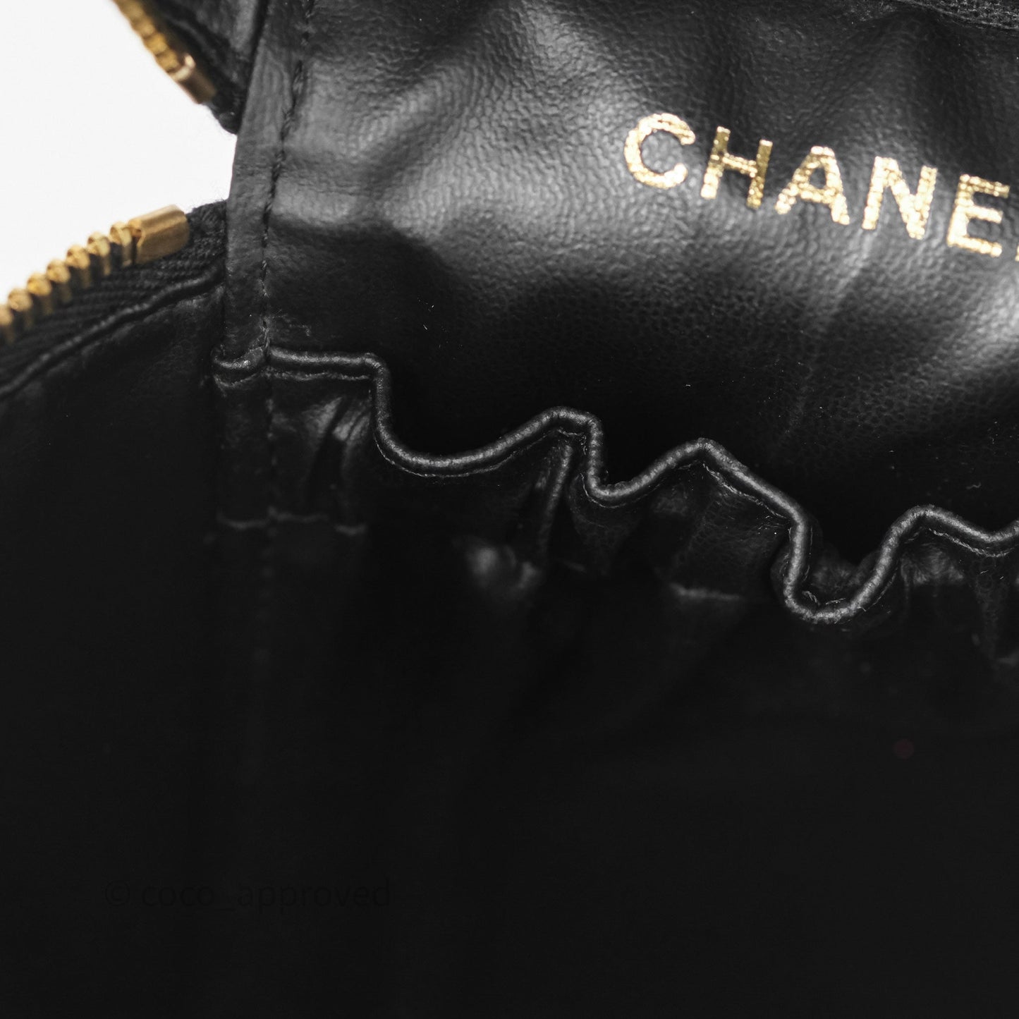 Chanel Vintage Vanity Case Black Caviar Gold Hardware