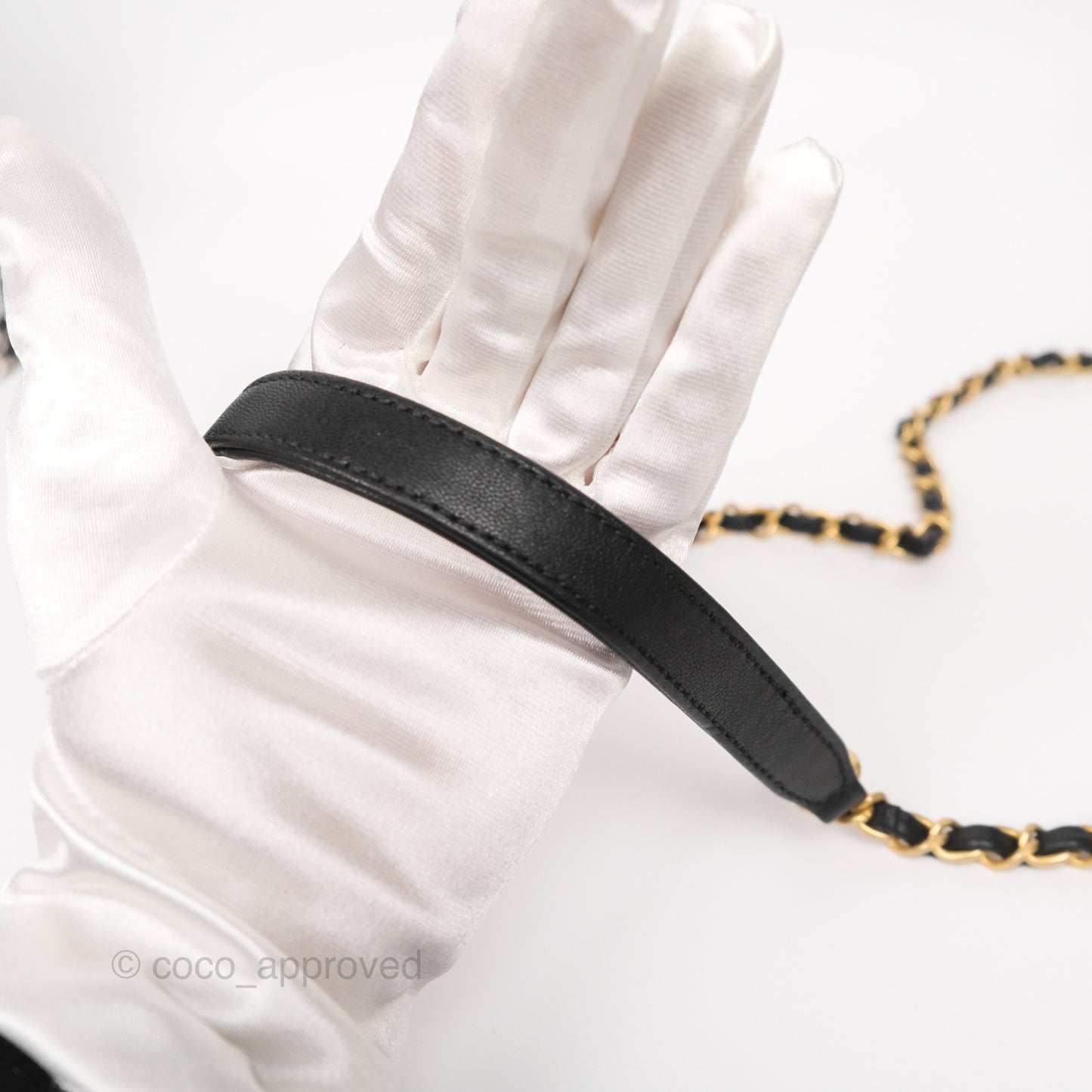 Chanel Small Chic Pearls Flap Quilted Black Goatskin Aged Gold Hardware