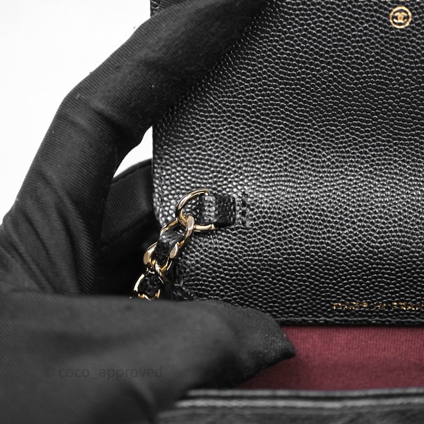 Chanel Quilted Mini Wallet on Chain WOC Black Caviar Gold Hardware