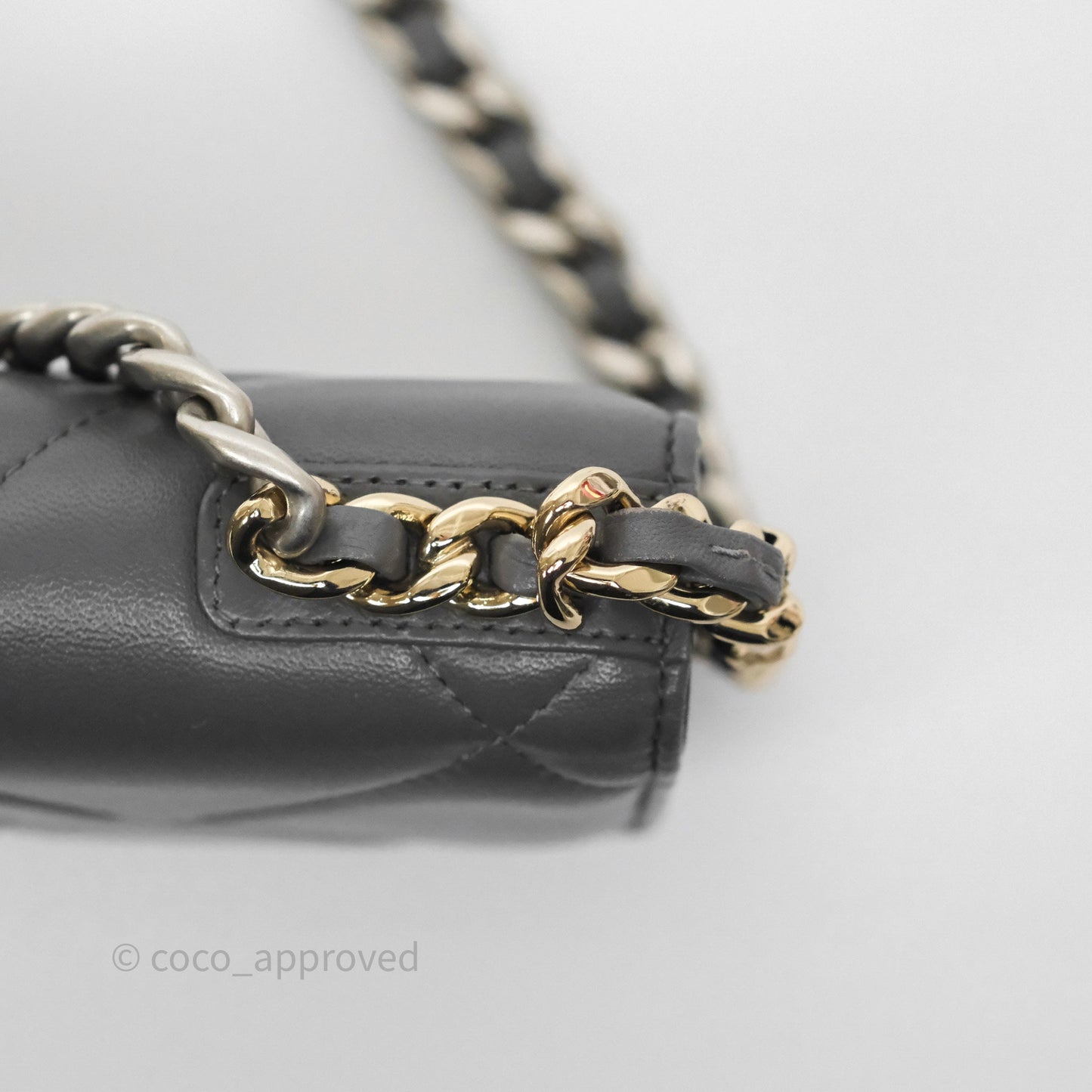 Chanel 19 Wallet on Chain WOC Grey Lambskin Mixed Hardware