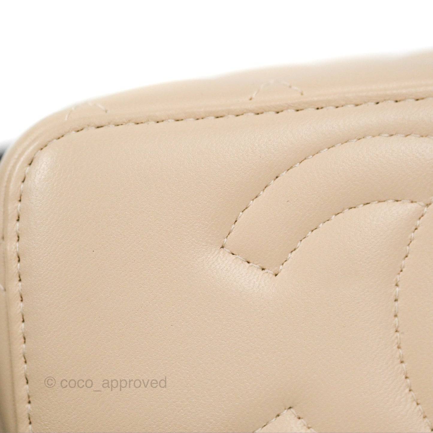 Chanel Vanity Rectangular Top Handle Ecru/Beige Lambskin Gold Hardware 23P