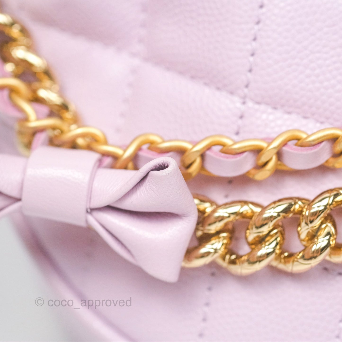 Chanel Bow Hobo Pouch Lilac Caviar Gold Hardware 24S
