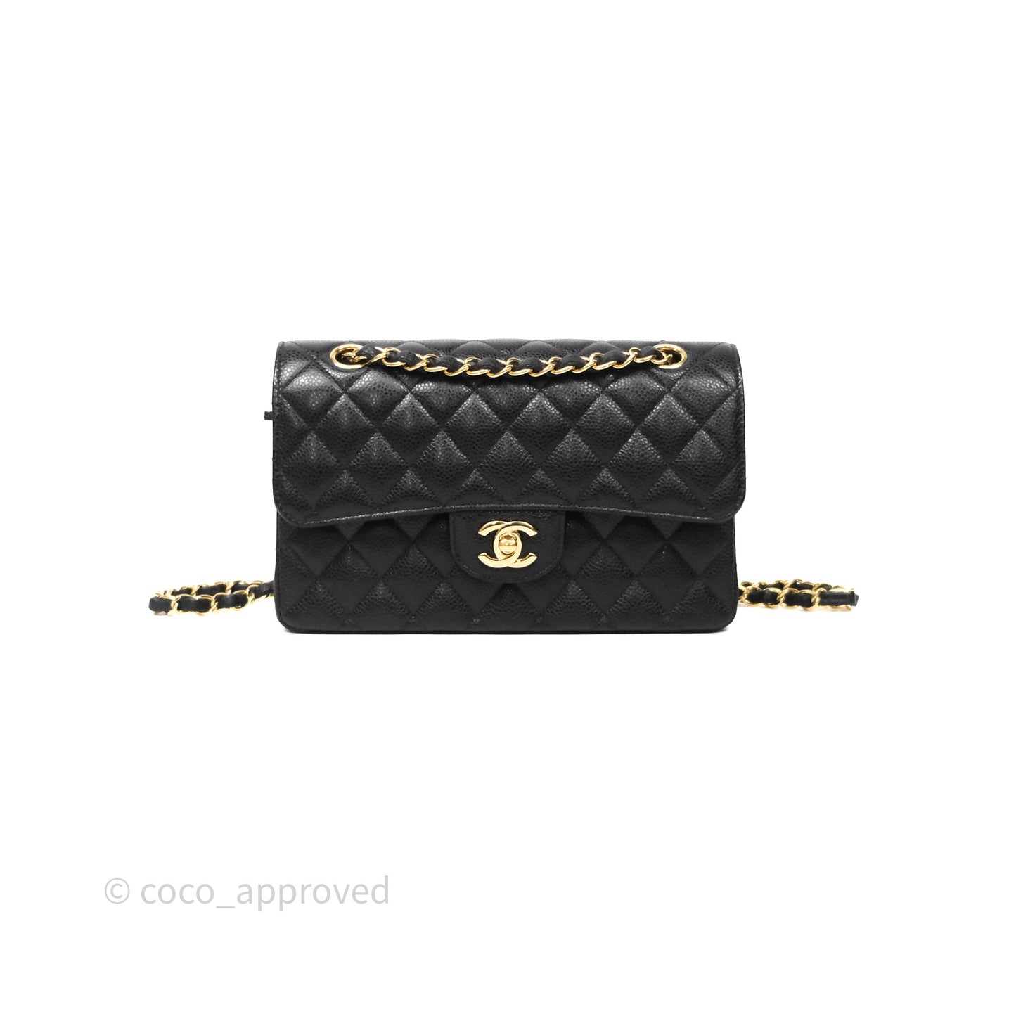 Chanel Small Classic Flap Quilted Black Caviar Gold Hardware