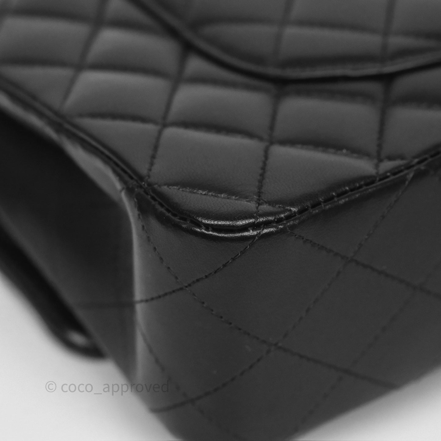 Chanel Classic M/L Medium Flap Quilted Black Lambskin Silver Hardware