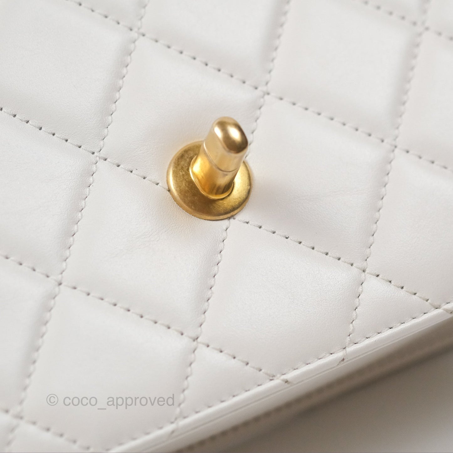 Chanel Quilted Mini Perfect Fit Adjustable White Calfskin Gold Hardware 24C
