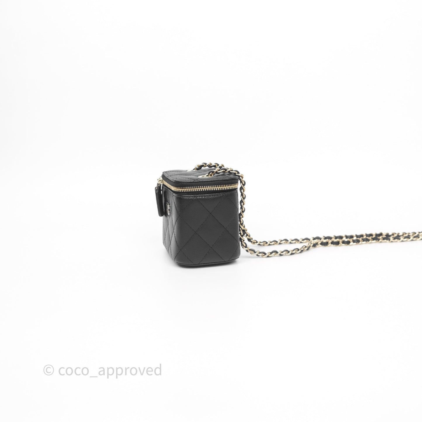 Chanel Mini Vanity With Chain Black Caviar Gold Hardware