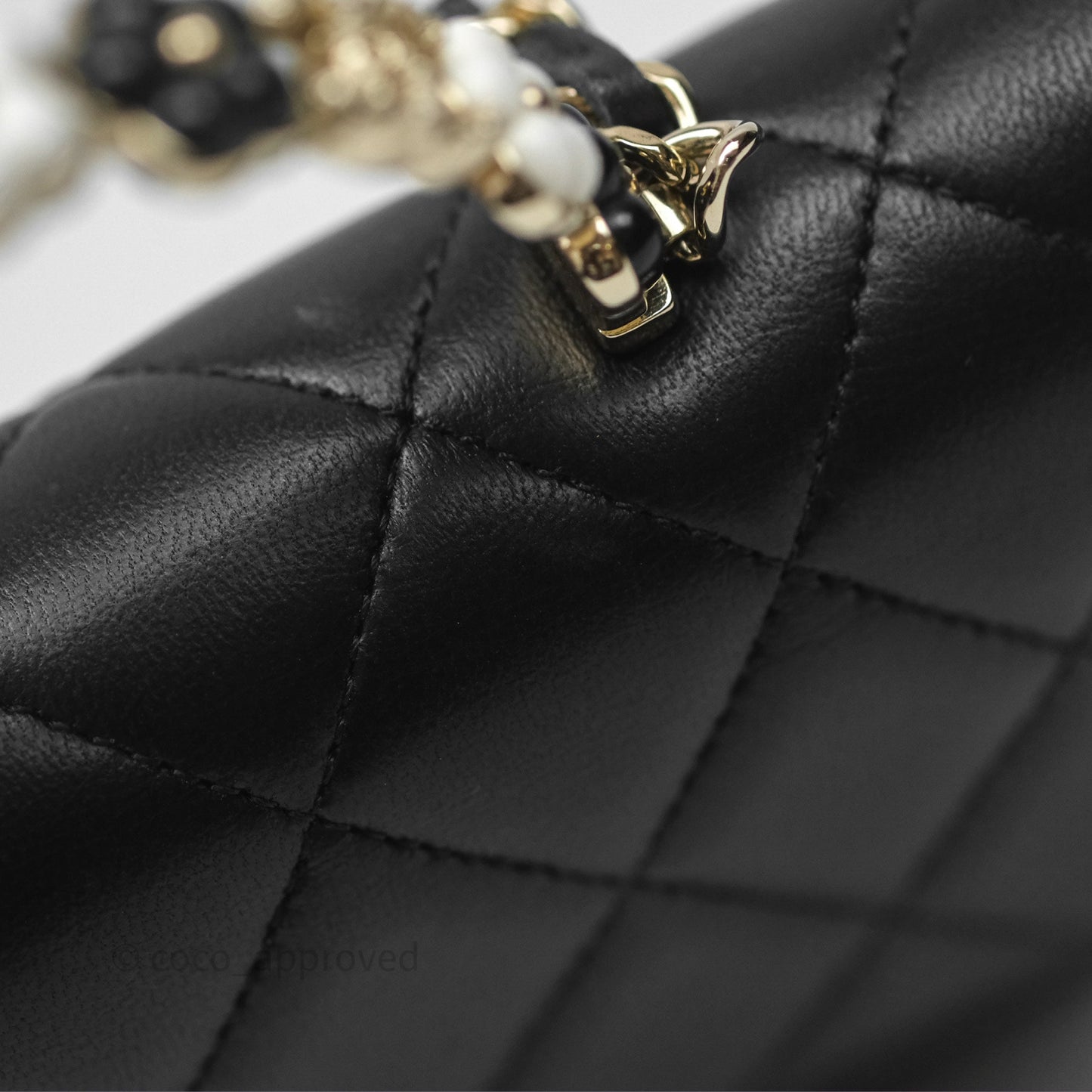 Chanel Camellia Handle Mini WOC Phone Holder with Chain Black Lambskin 23K