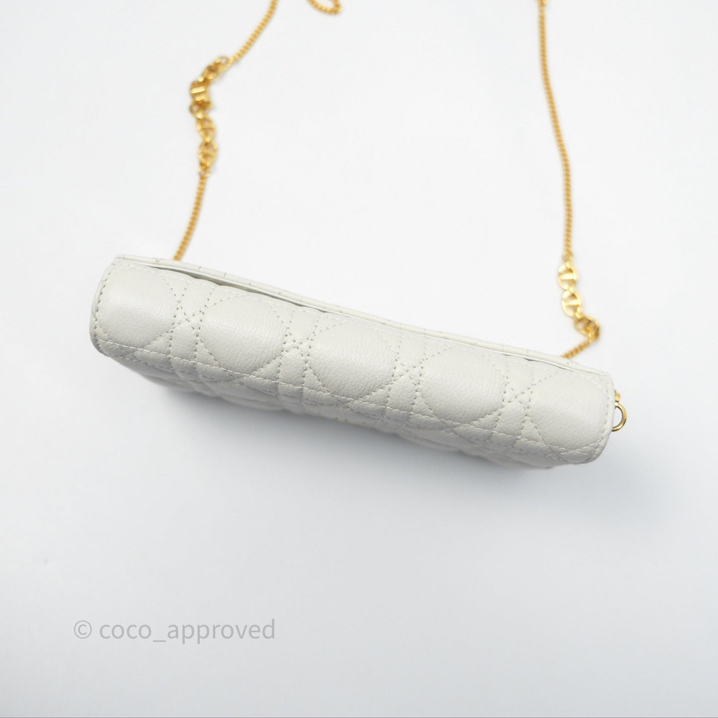 Dior Caro Pouch with Chain Latte Supple Cannage Calfskin