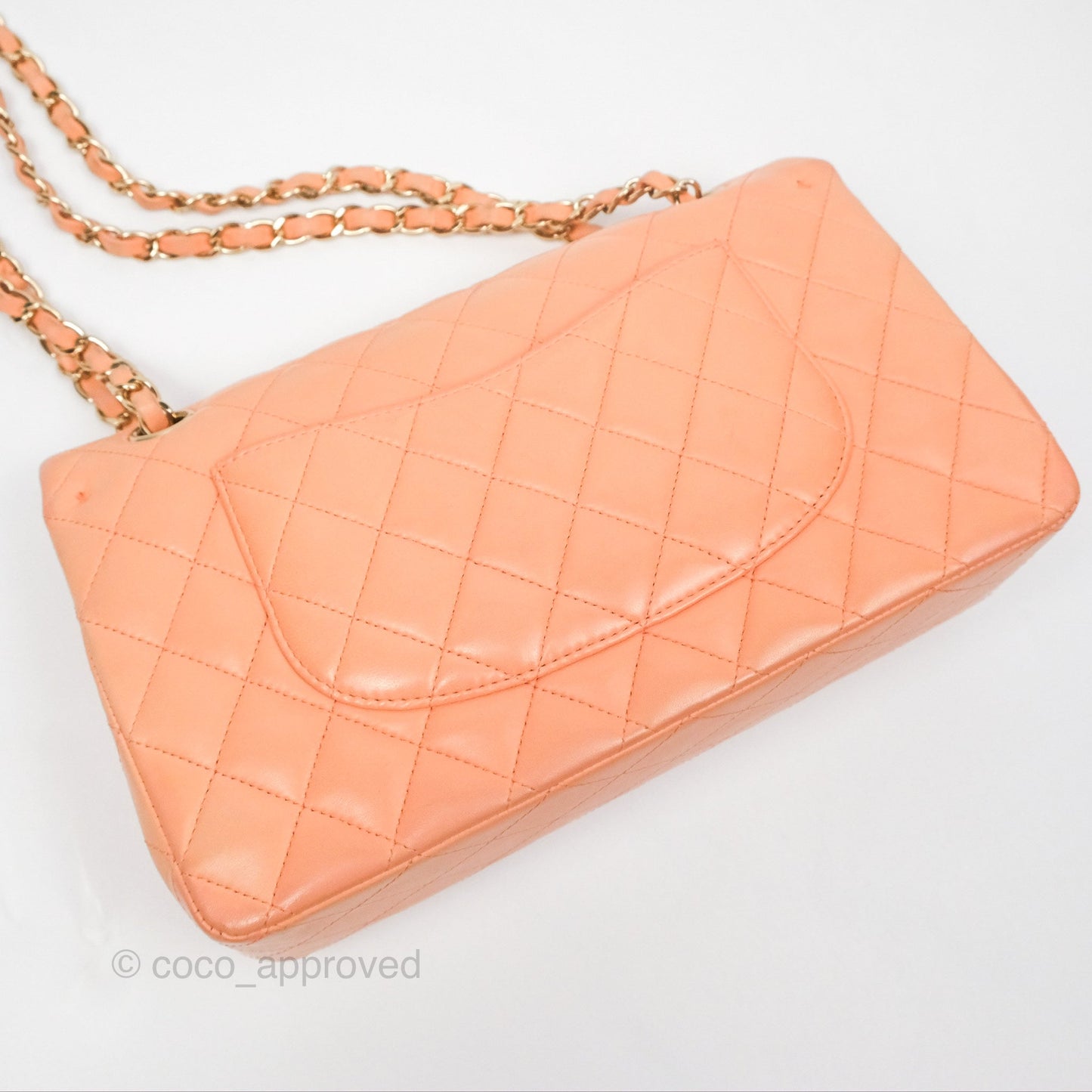 Chanel Classic M/L Medium Flap Quilted Peach Lambskin Gold Hardware