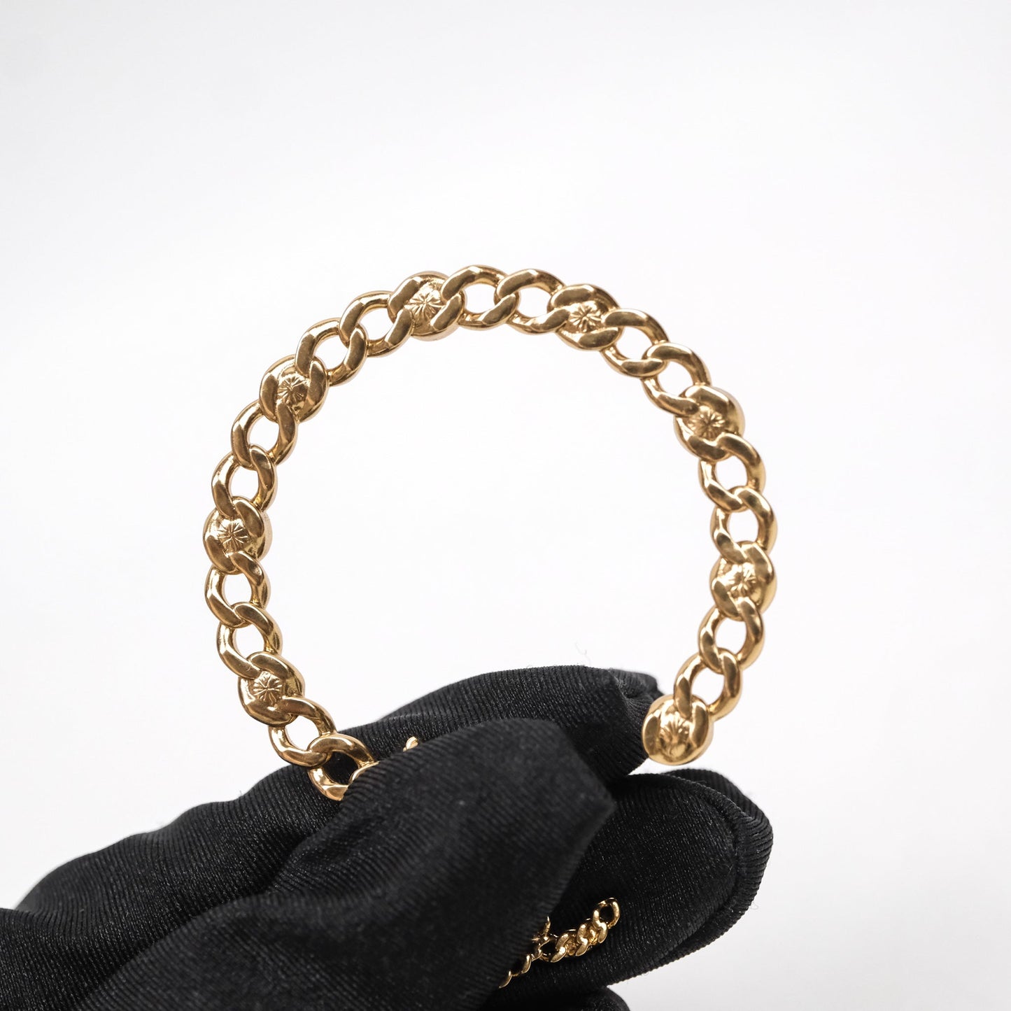 Chanel CC Pearl Crystal Hoop Earrings Gold Tone 21P
