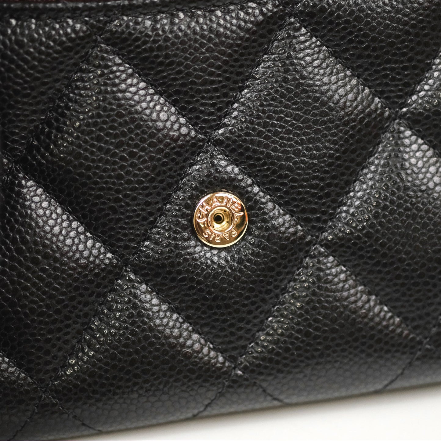 Chanel Caviar Quilted Flap Card Holder Black Gold Hardware