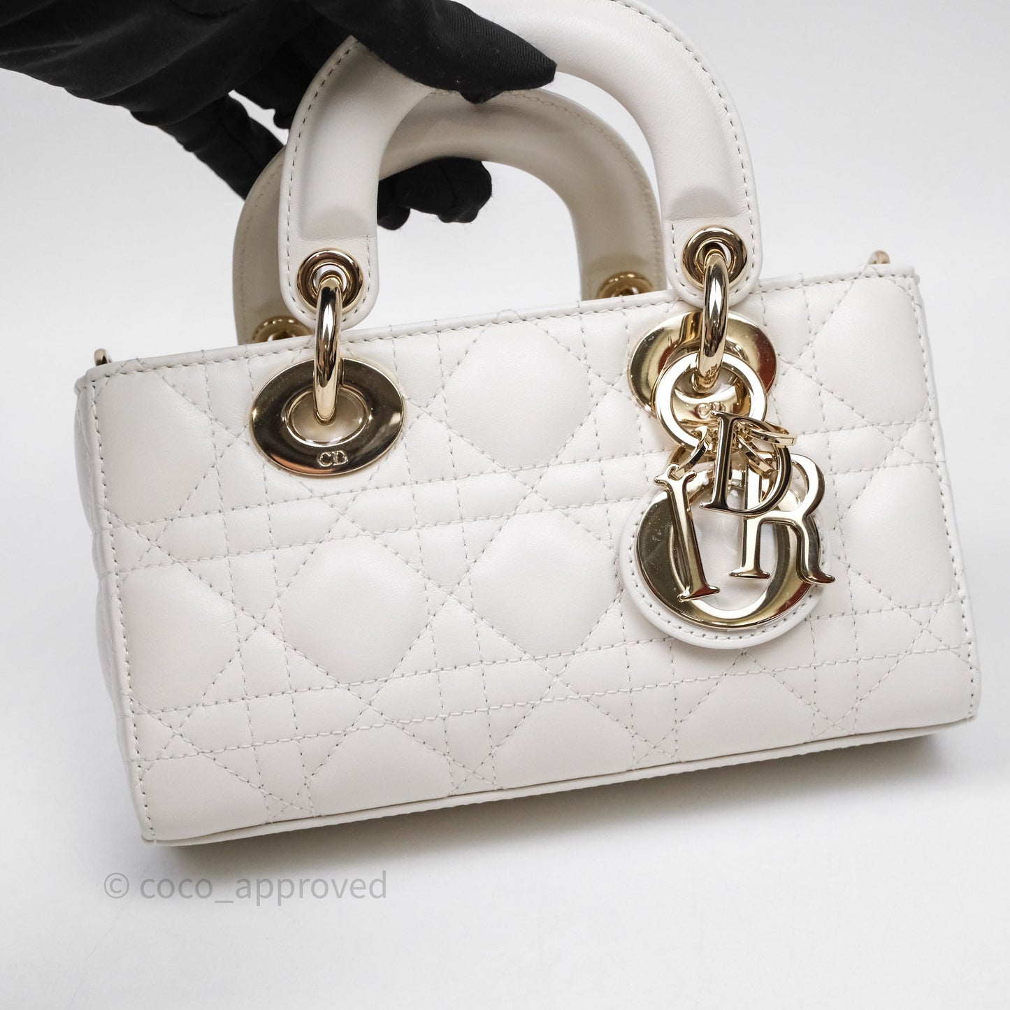 Christian Dior Mini Lady D-Joy White Light Gold Hardware