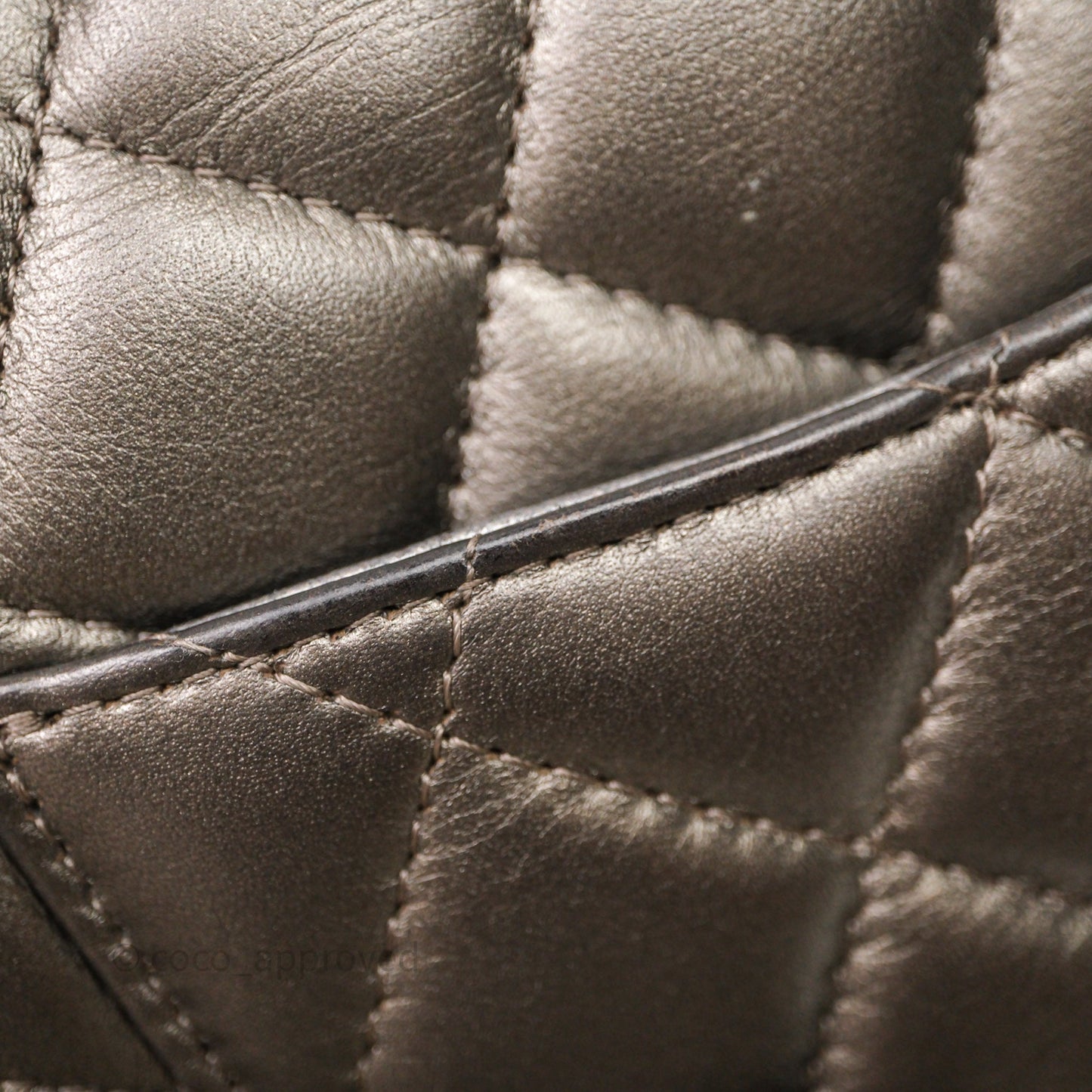 Chanel Mini Square Metallic Dark Grey Lambskin Dark Silver Hardware