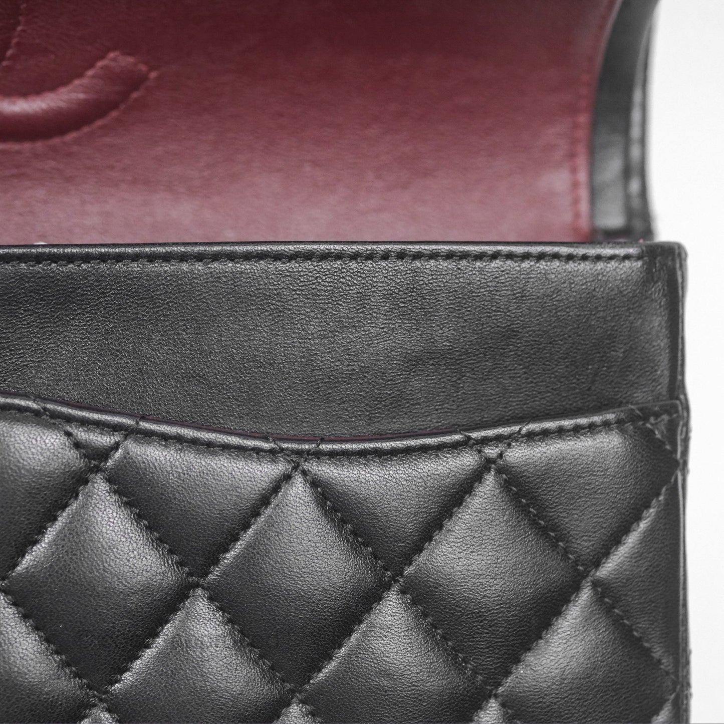 Chanel Classic M/L Medium Flap Quilted Black Lambskin Silver Hardware