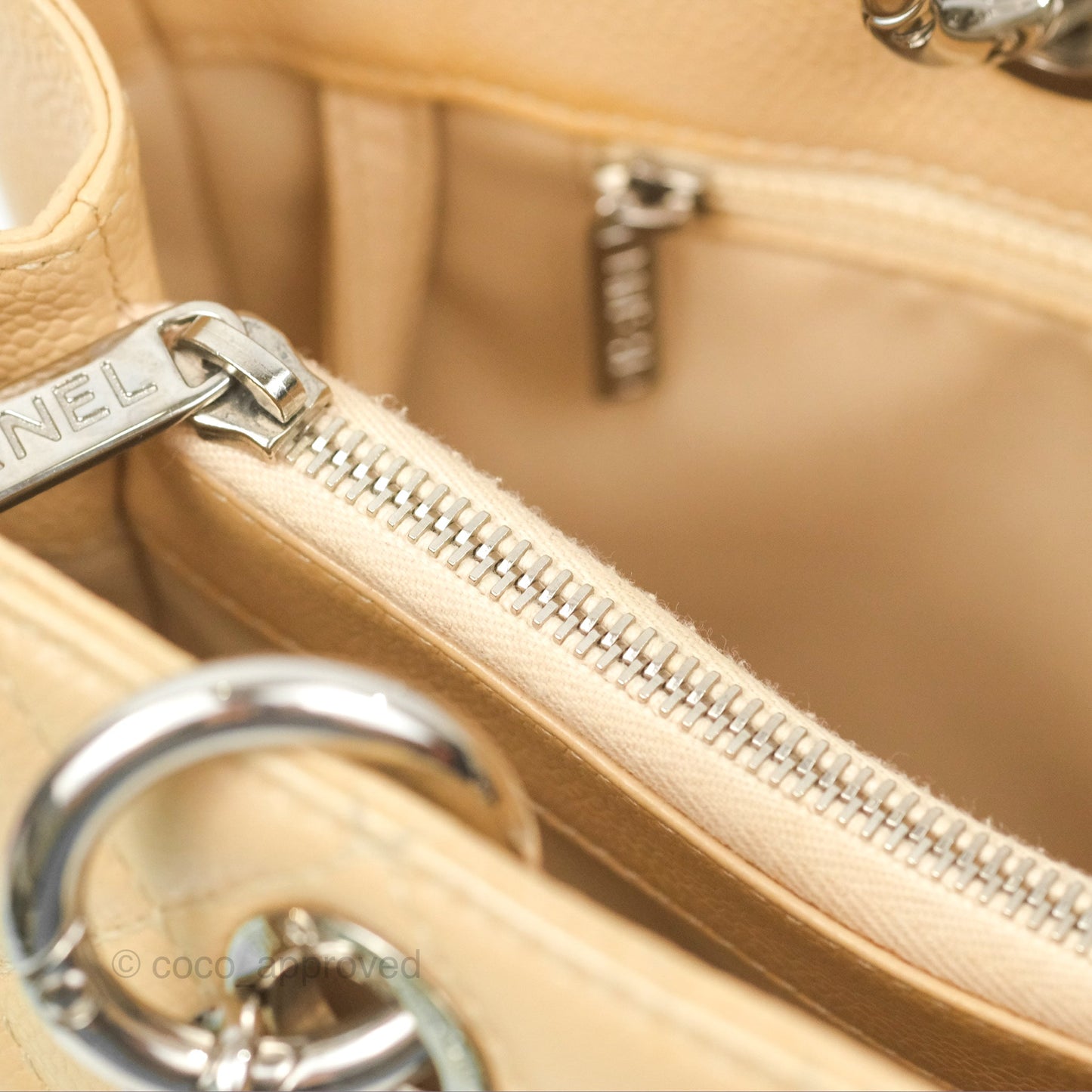 Chanel GST Beige Caviar Silver Hardware