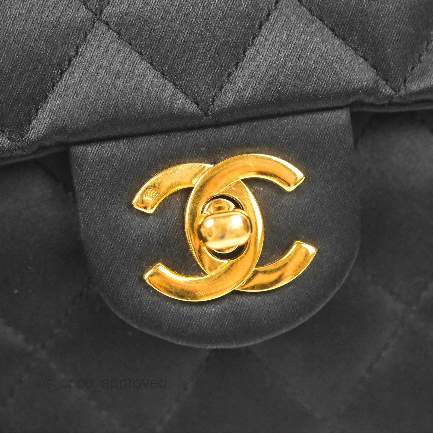 Chanel Mini Square Black Satin Gold Hardware