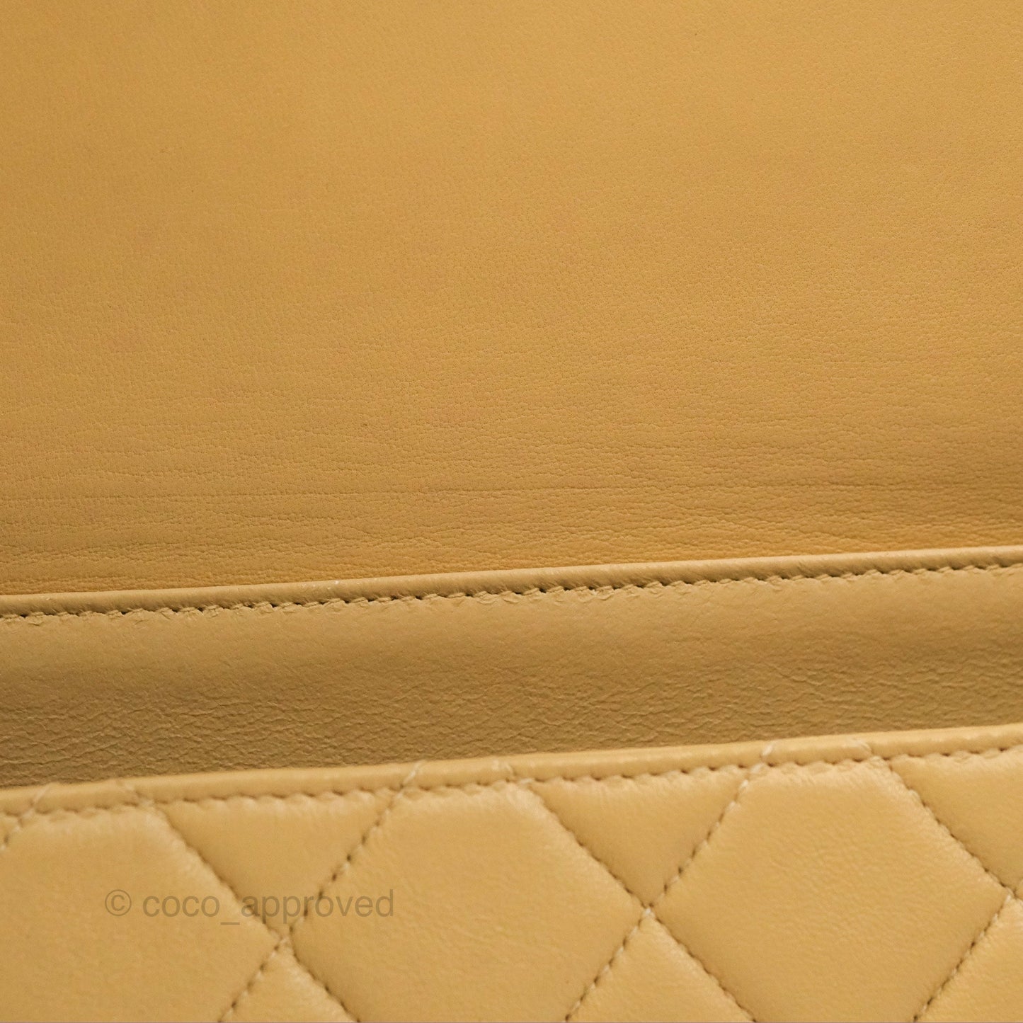 Chanel Vintage Double Sided Flap Bag Quilted Beige Lambskin Gold Hardware