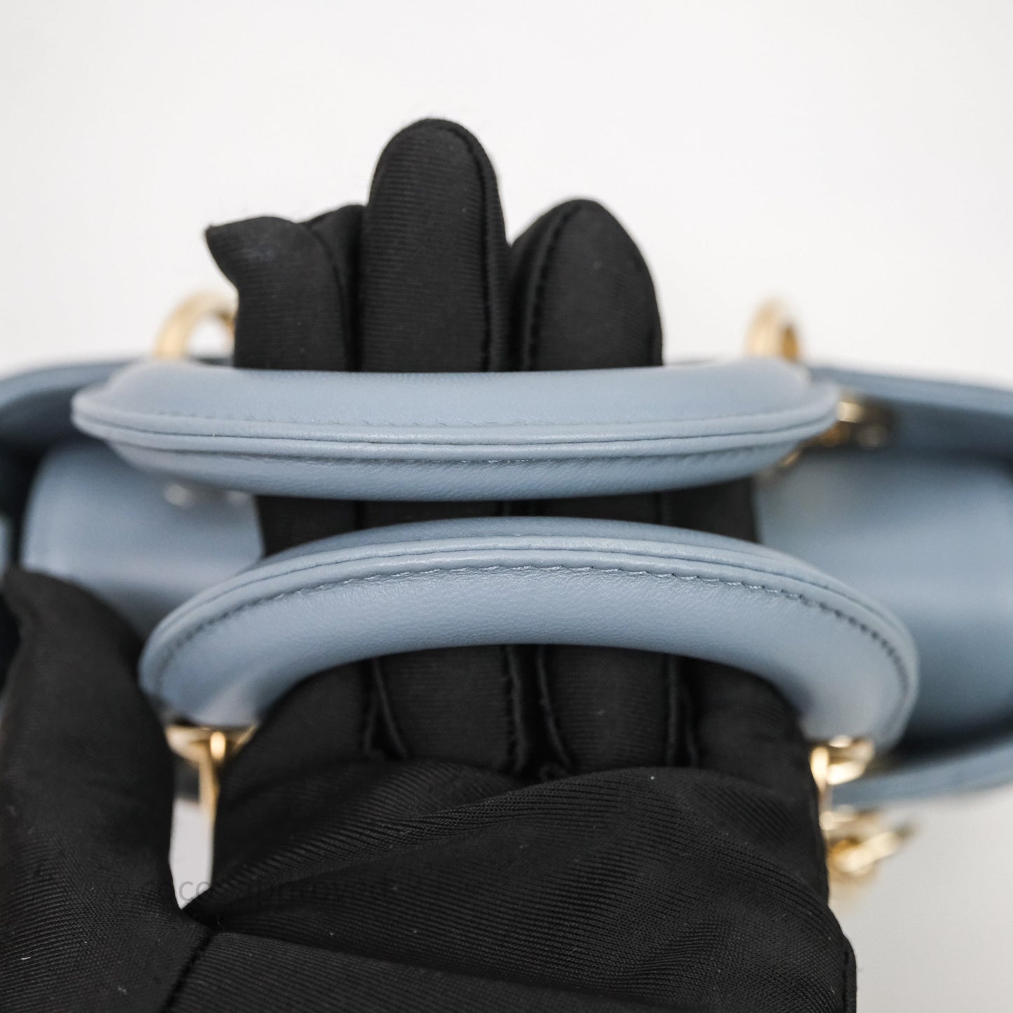Christian Dior Micro Lady D-Joy Bag Blue Cannage Lambskin Light Gold Hardware