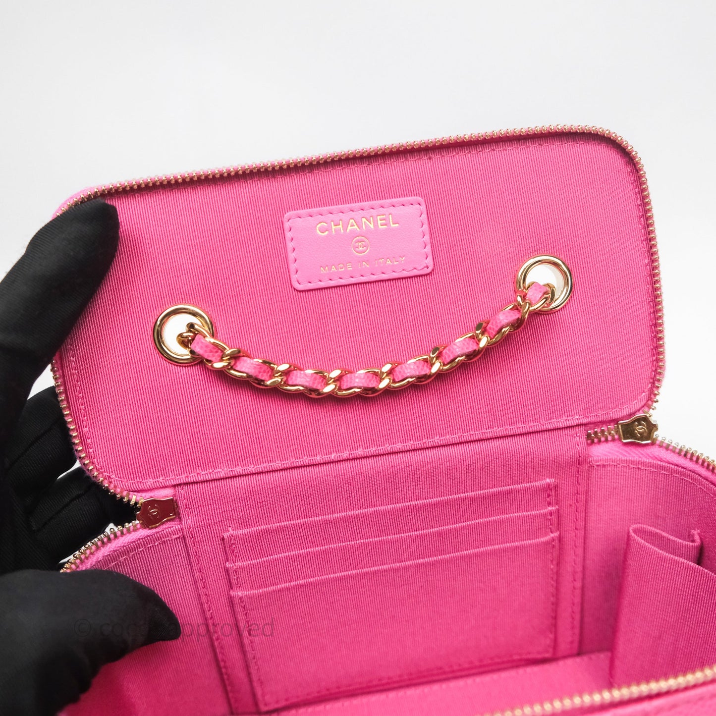 Chanel Classic Vanity With Chain Pink Caviar Gold Hardware