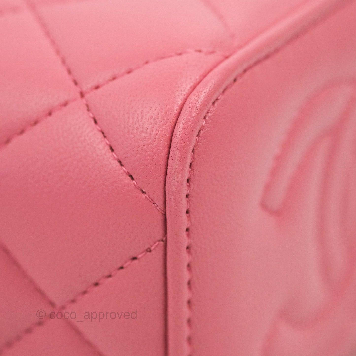 Chanel Mini Top Handle Vanity With Chain Pink Lambskin Gold Hardware
