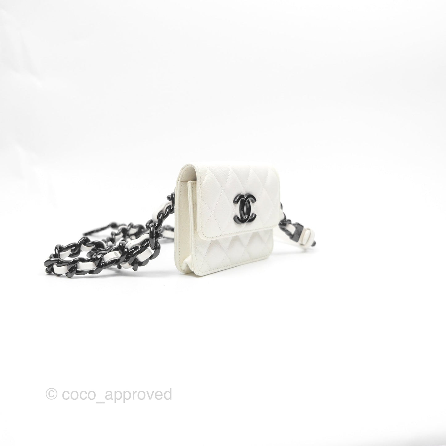 Chanel My Everything Belt Flap Card Holder White Caviar Incognito Hardware