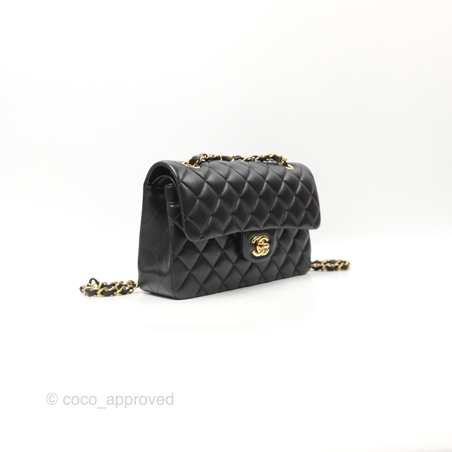 Chanel Small Classic Quilted Flap Black Lambskin Gold Hardware