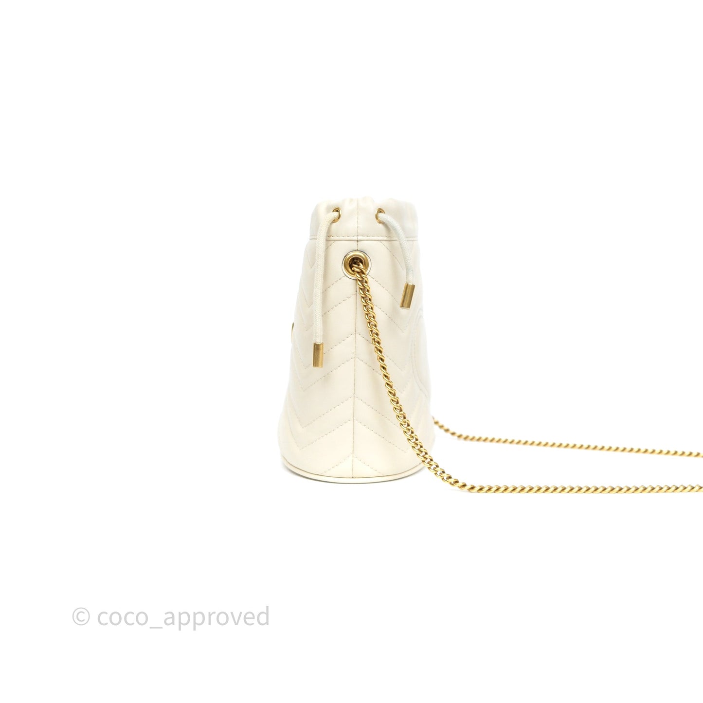 Gucci GG Marmont Mini Bucket Bag Ivory Leather