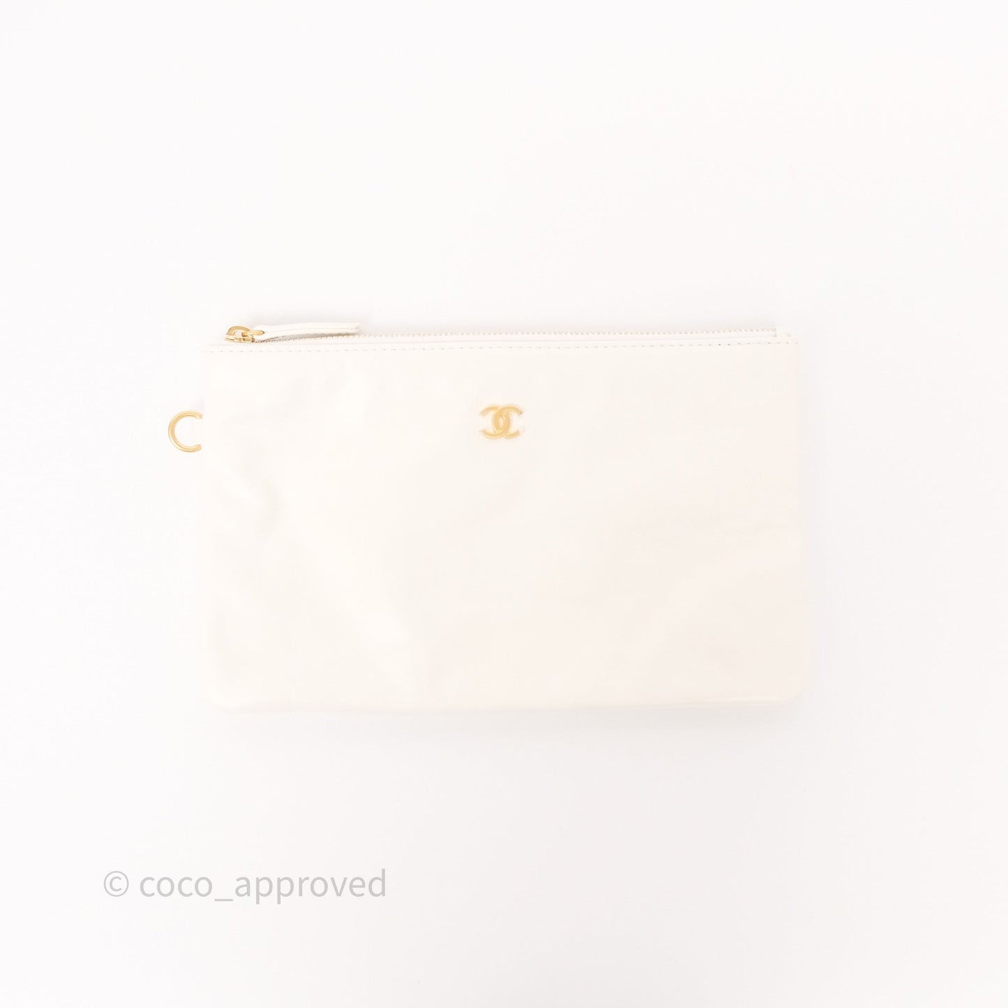 Chanel 22 Small White Aged Calfskin Black Logo Aged Gold Hardware