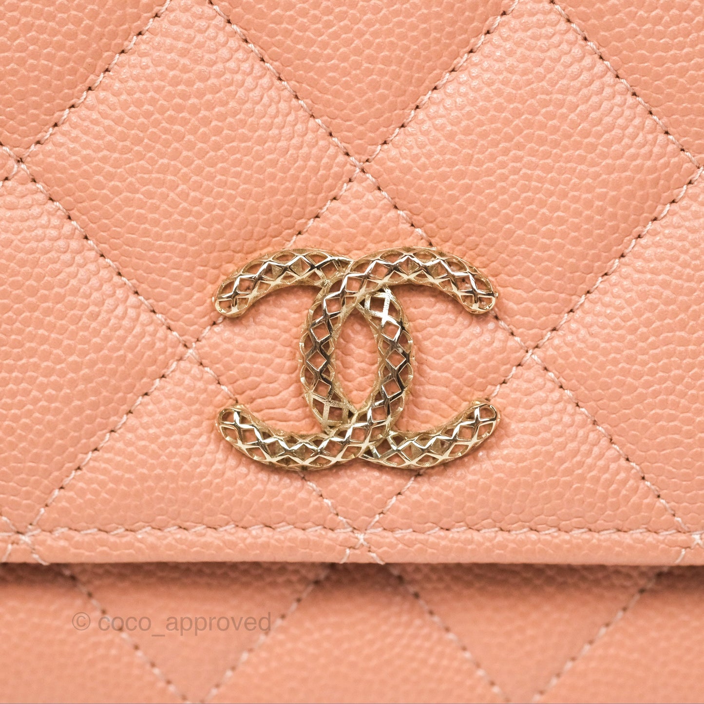Chanel Quilted Wallet On Chain WOC Rosy Beige Caviar Gold Hardware
