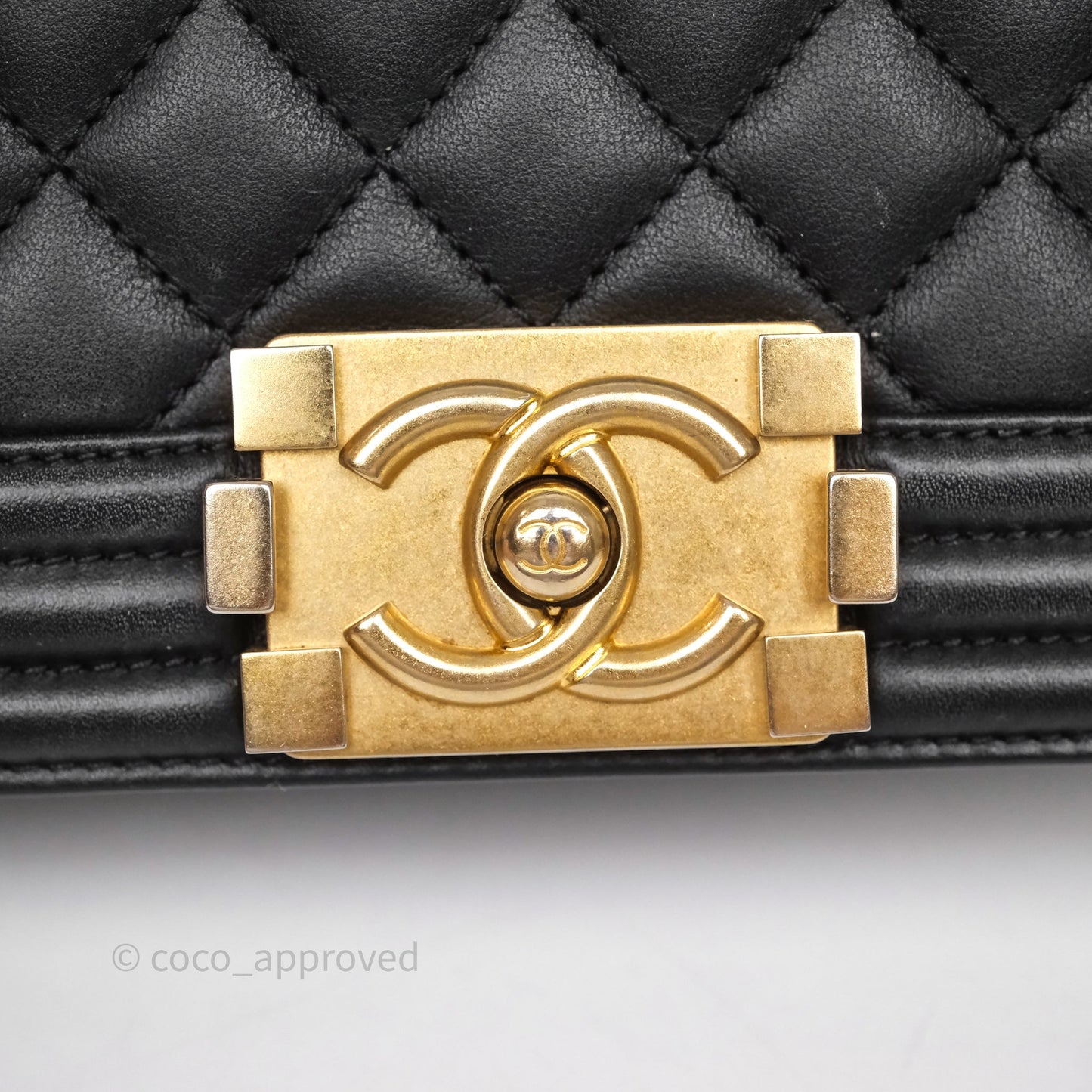 Chanel Small Boy Black Lambskin Aged Gold Hardware