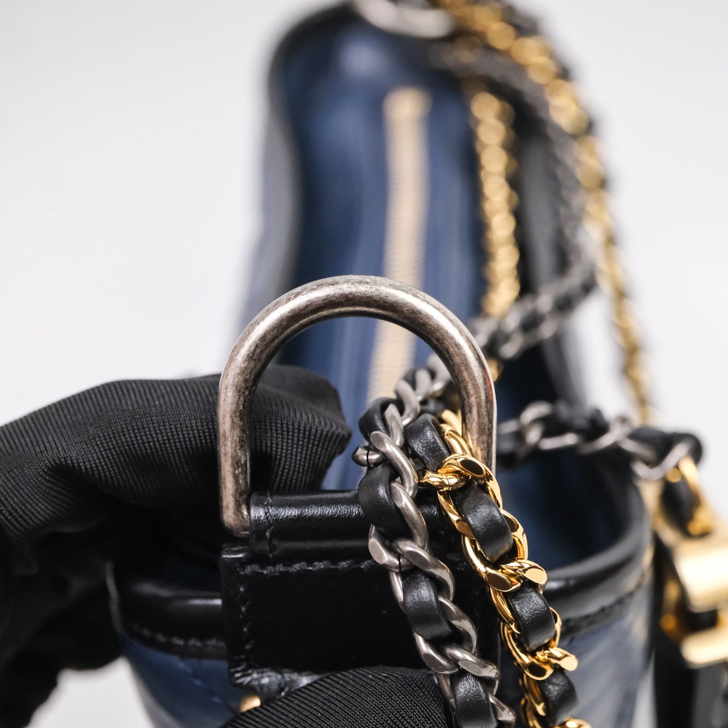 Chanel Quilted Small Gabrielle Hobo Navy Black Aged Calfskin Mixed Hardware