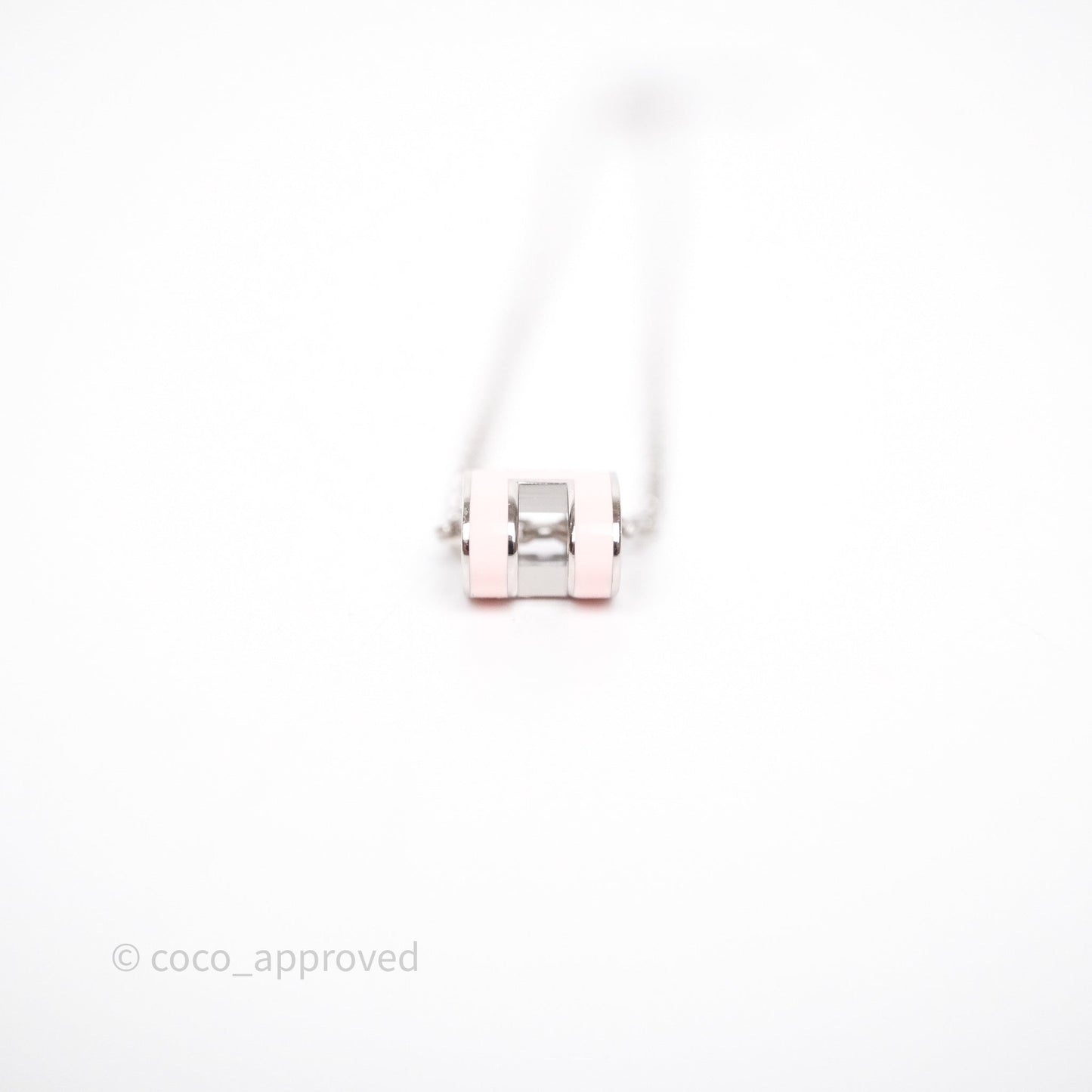 Hermès Mini Pop H Rose Dragee Pendant Necklace Palladium Hardware