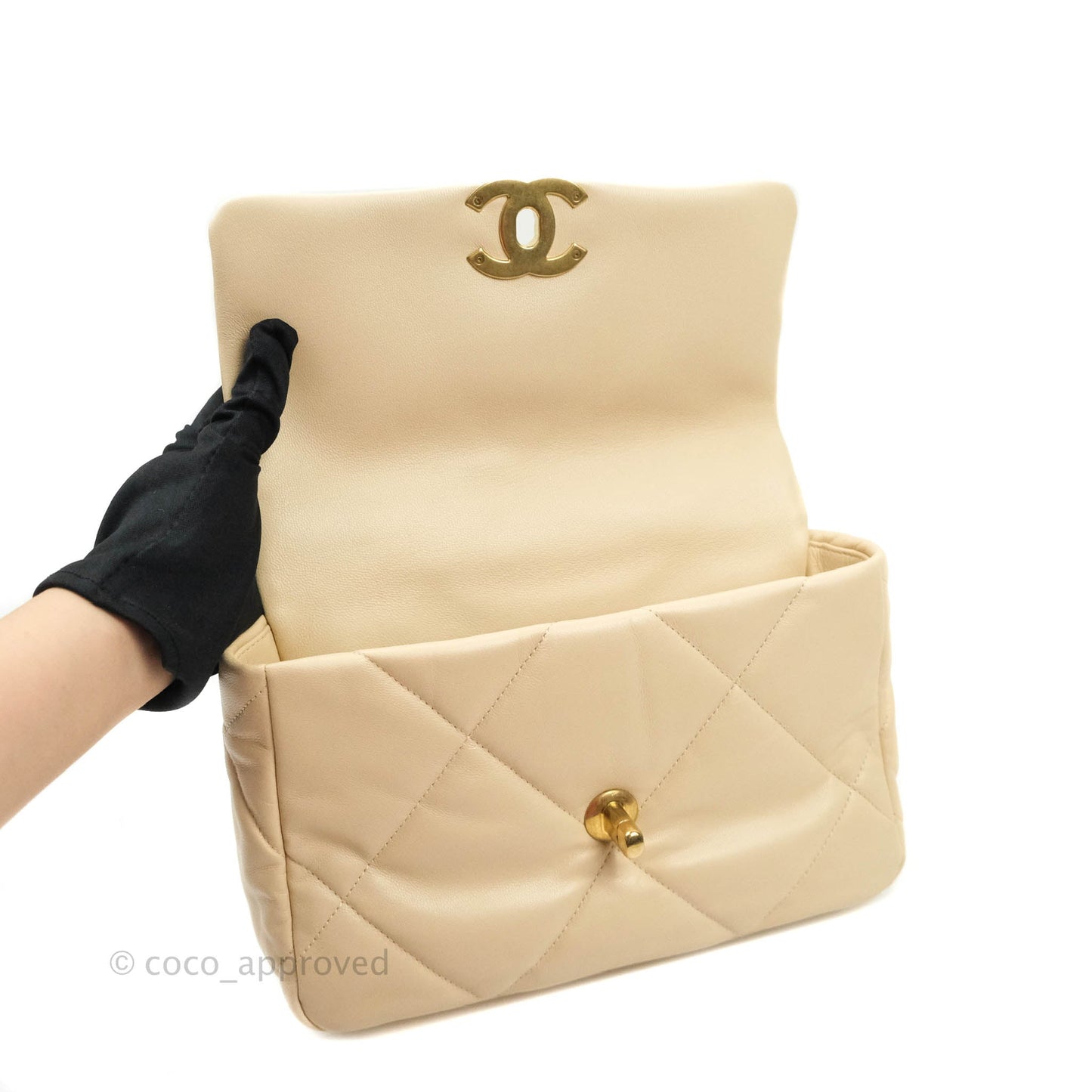 Chanel 19 Small Beige Goatskin Mixed Hardware