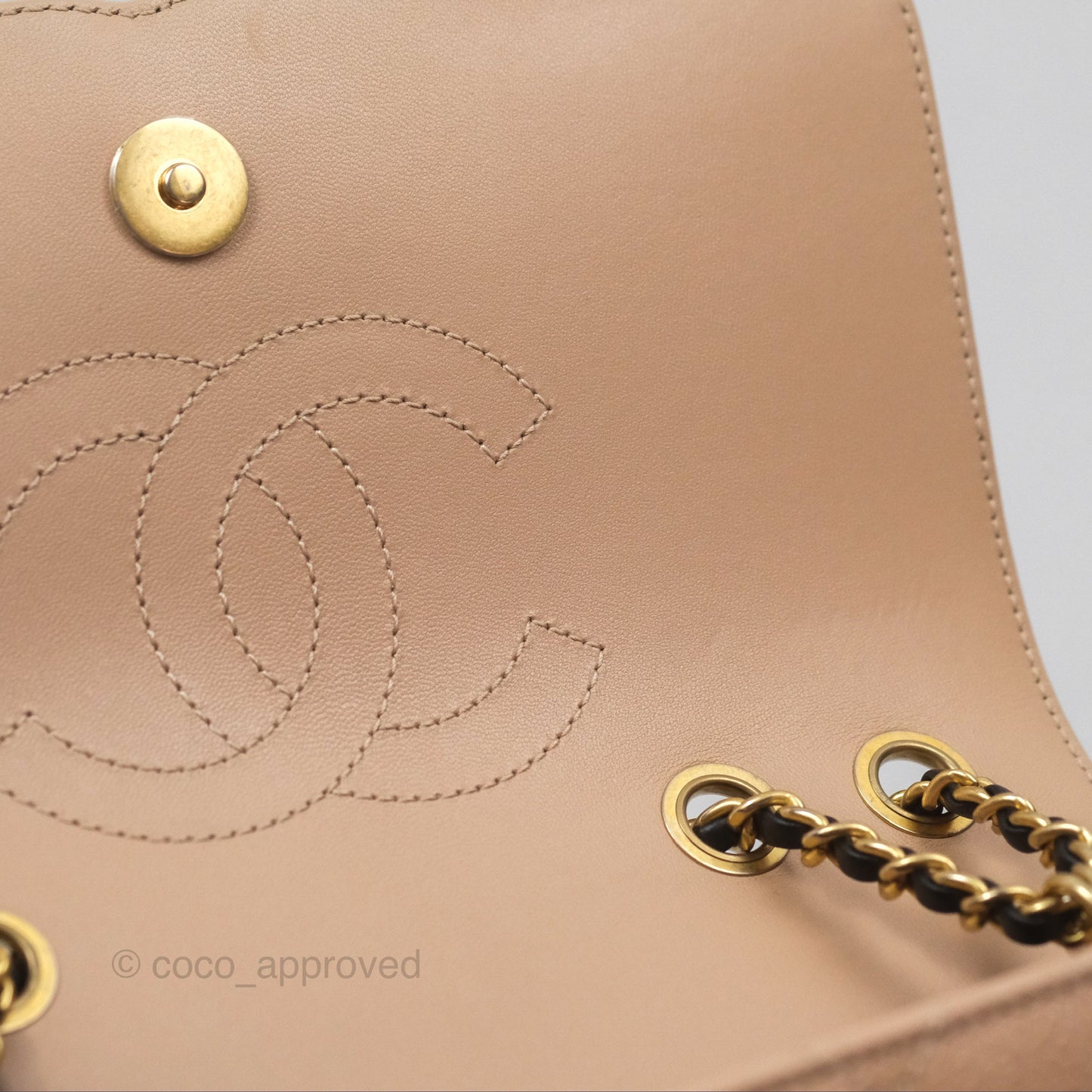Chanel Quilted Small CC Filigree Flap Beige Black Caviar