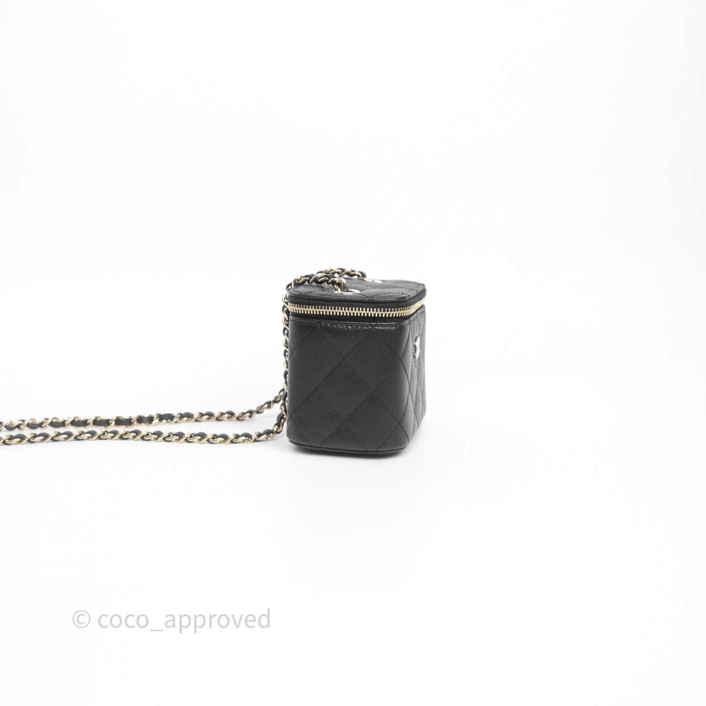 Chanel Mini Vanity With Chain Black Caviar Gold Hardware
