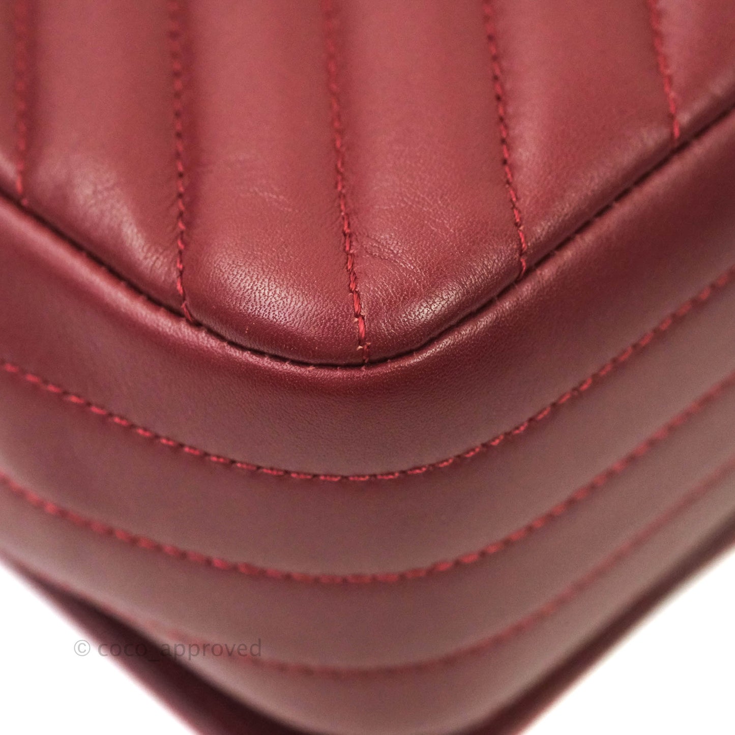 Chanel Small Statement Chevron Flap Bag Burgundy Lambskin Gold Hardware