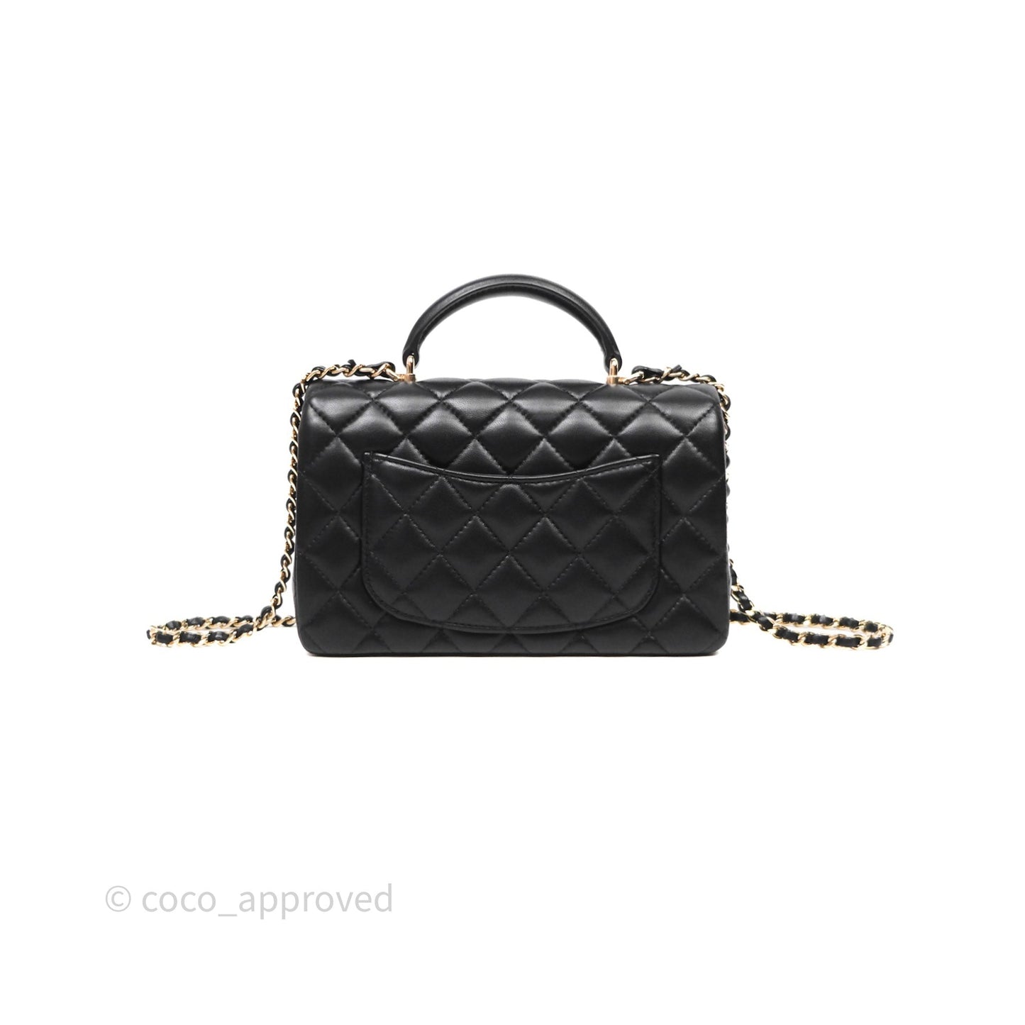 Chanel Top Handle Mini Rectangular Flap Black Lambskin Gold Hardware