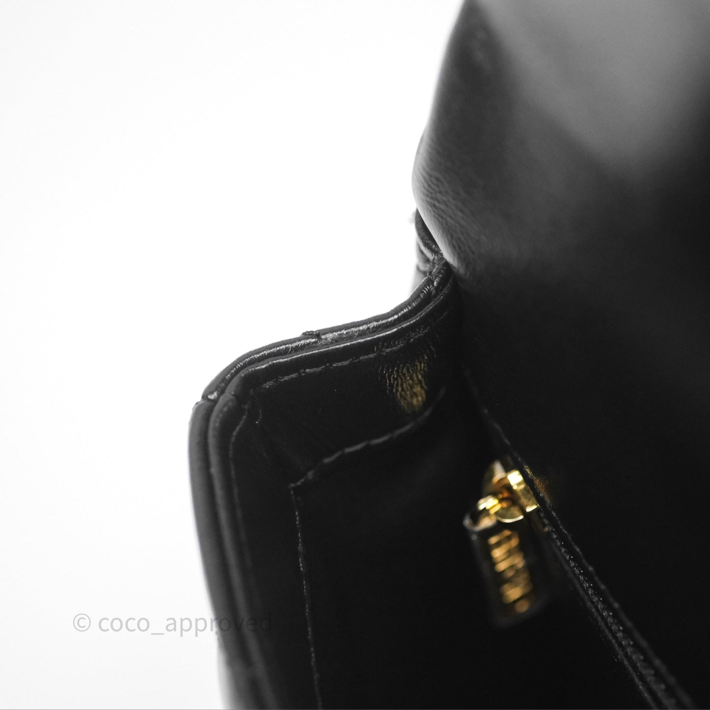 Chanel Top Handle Flap Bag Black Shiny Lambskin Gold Hardware 23S