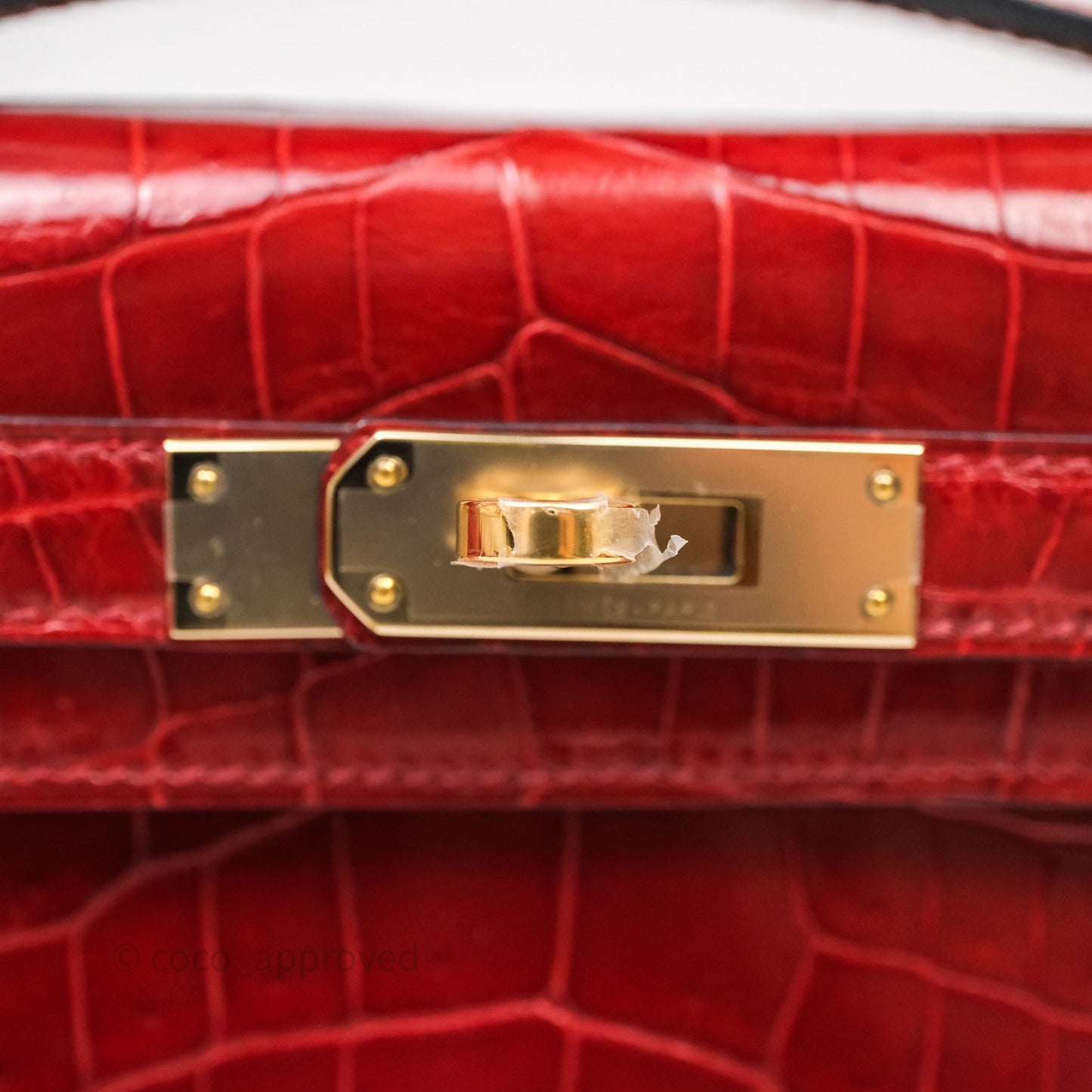 Hermes Kelly Cut Rouge H Shiny Niloticus Crocodile Gold Hardware